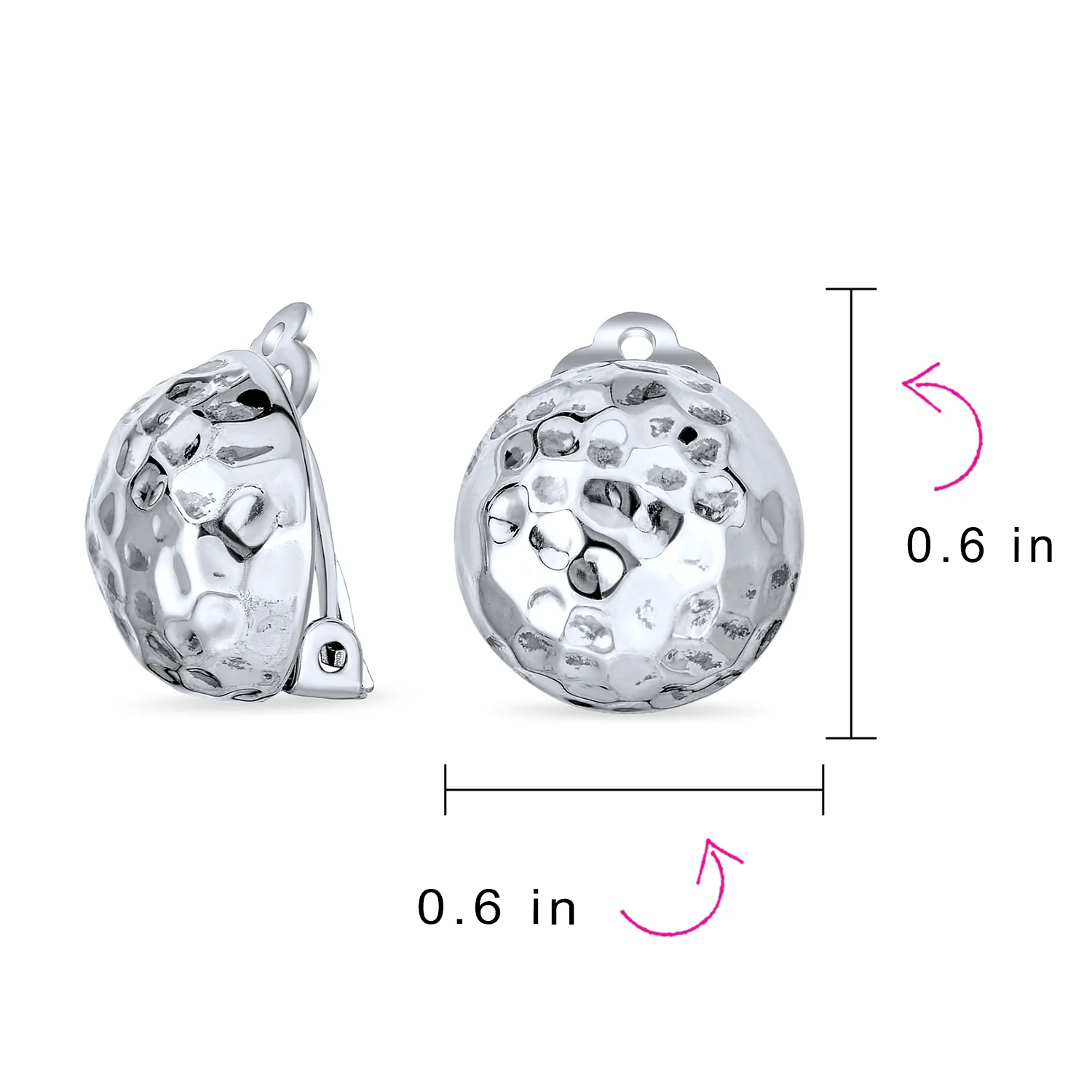 Hammered Textured Ball Button Clip On Earrings Gold Plated Silver NON-Pierced Ears - Image 7