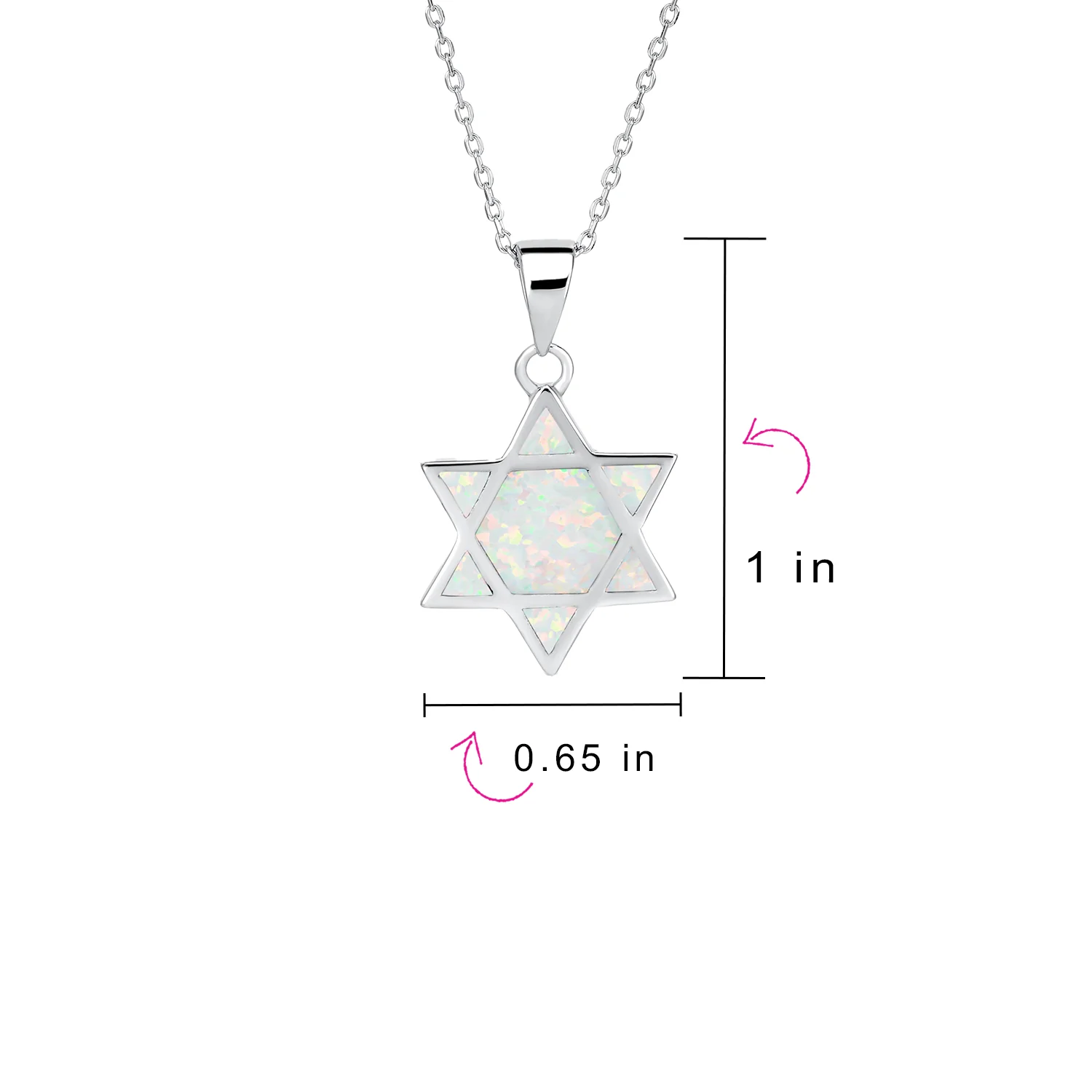 Hanukkah Magen Judaic Opal Star Of David Pendant Necklace in Sterling Silver - Image 8