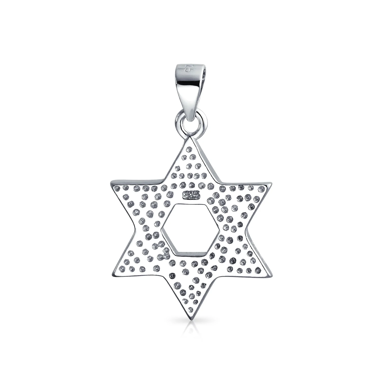Magen Judaic Jewelry Inlay Created Blue Opal Star Of David Pendant Necklace .925 Sterling Silver - Image 3