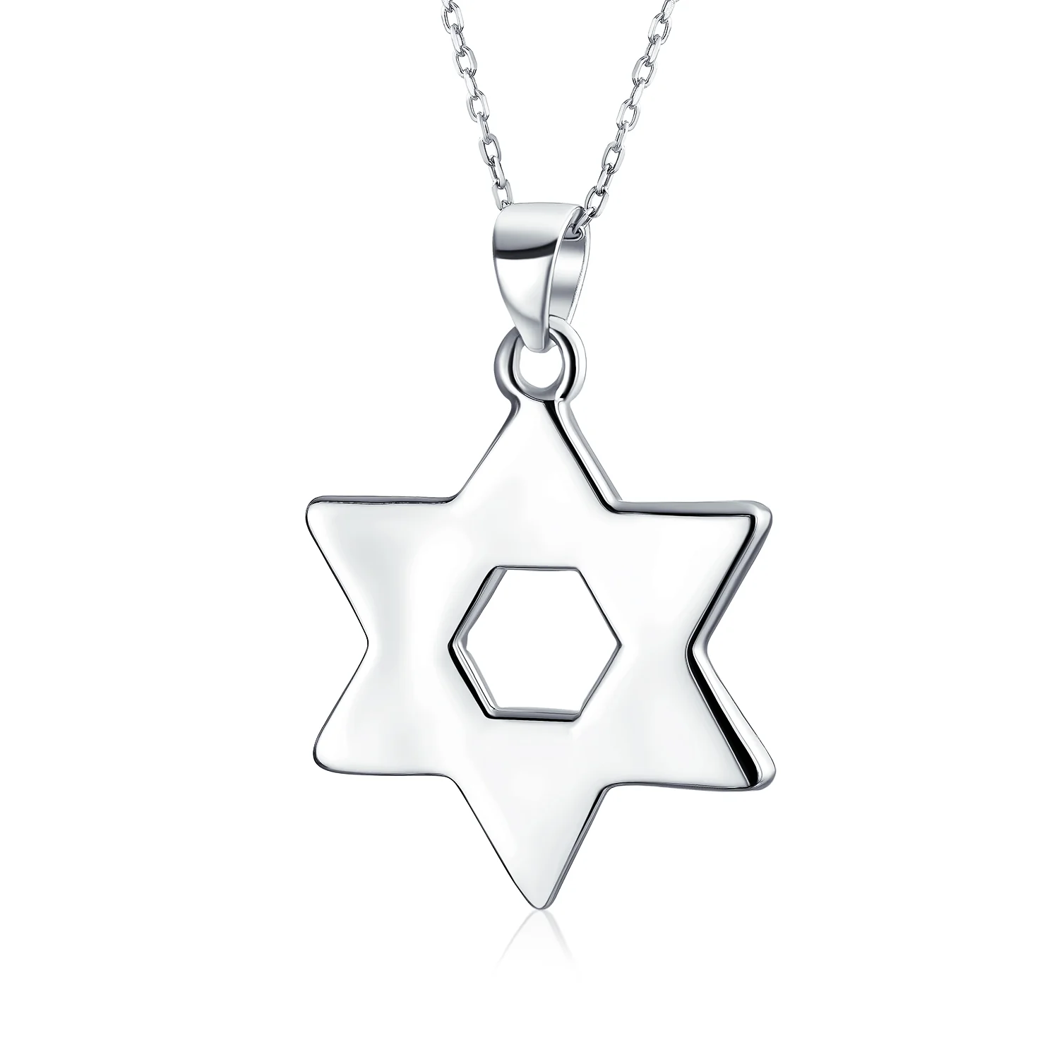 Magen Judaic Jewelry Inlay Created Blue Opal Star Of David Pendant Necklace .925 Sterling Silver - Image 4