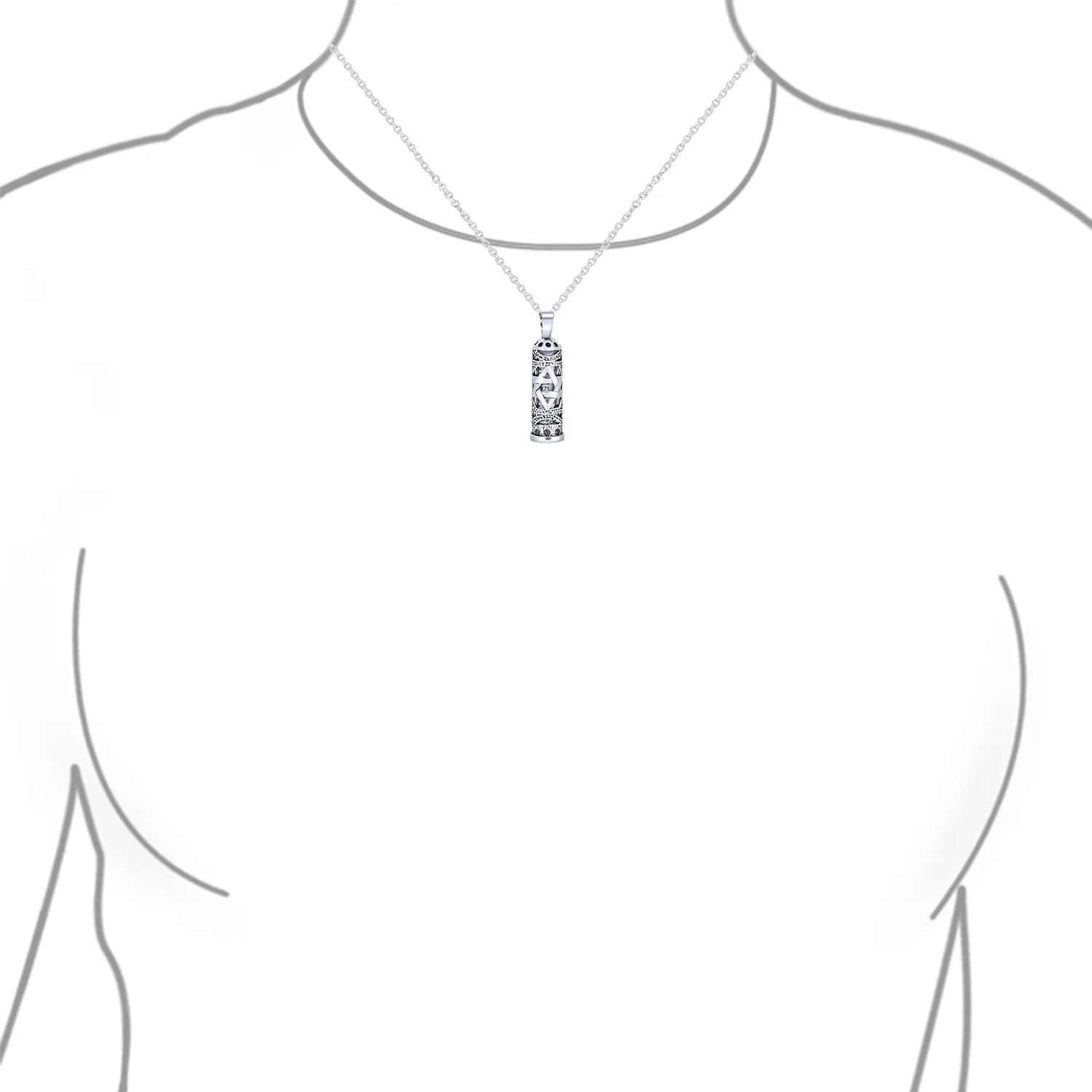 Hanukkah Magen Judaic Star Of David Magen Parchment Mezuzah Pendant Kabbalah Necklace Bat Mitzvah Sterling Silver - Image 2