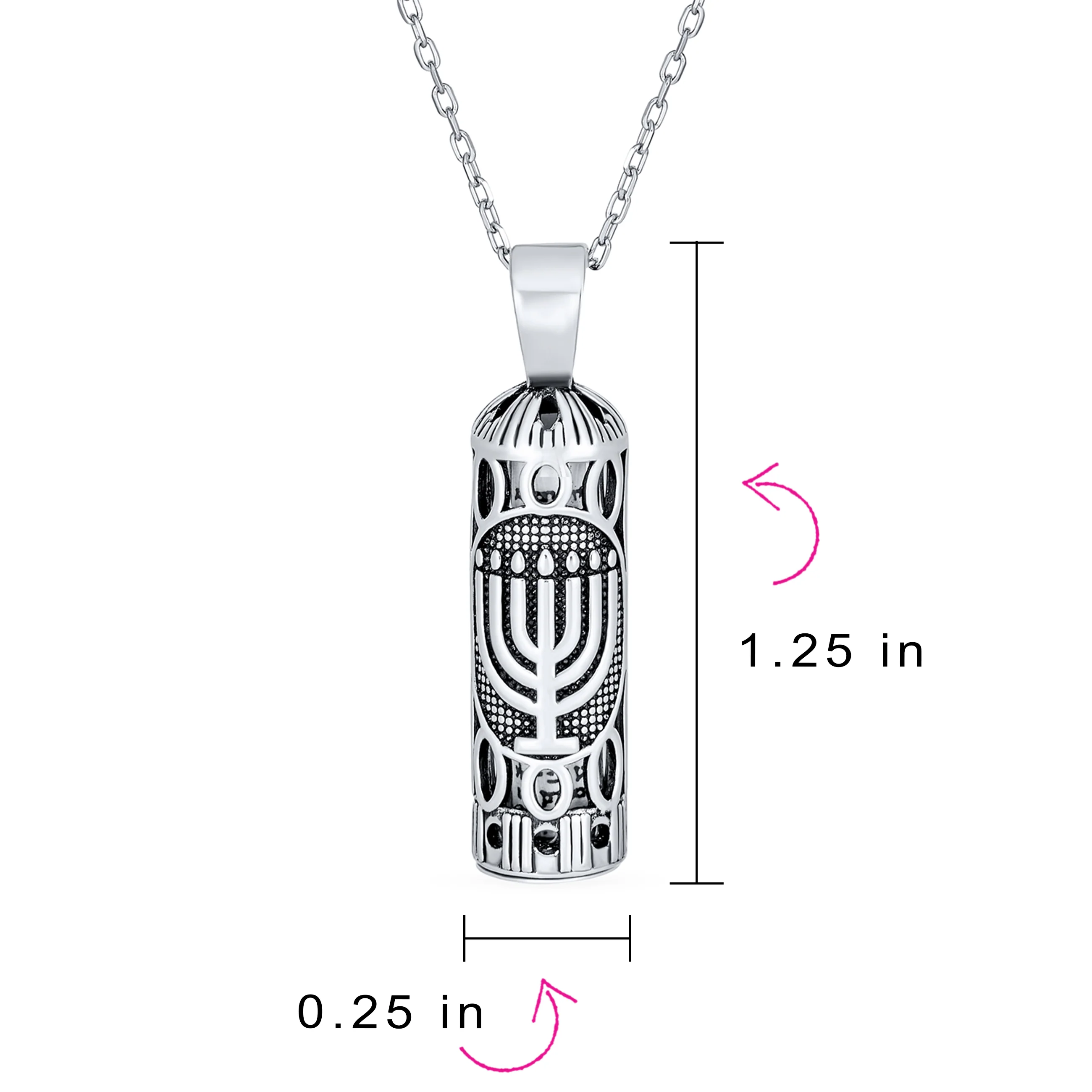 Hanukkah Magen Judaic Star Of David Magen Parchment Mezuzah Pendant Kabbalah Necklace Bat Mitzvah Sterling Silver - Image 3