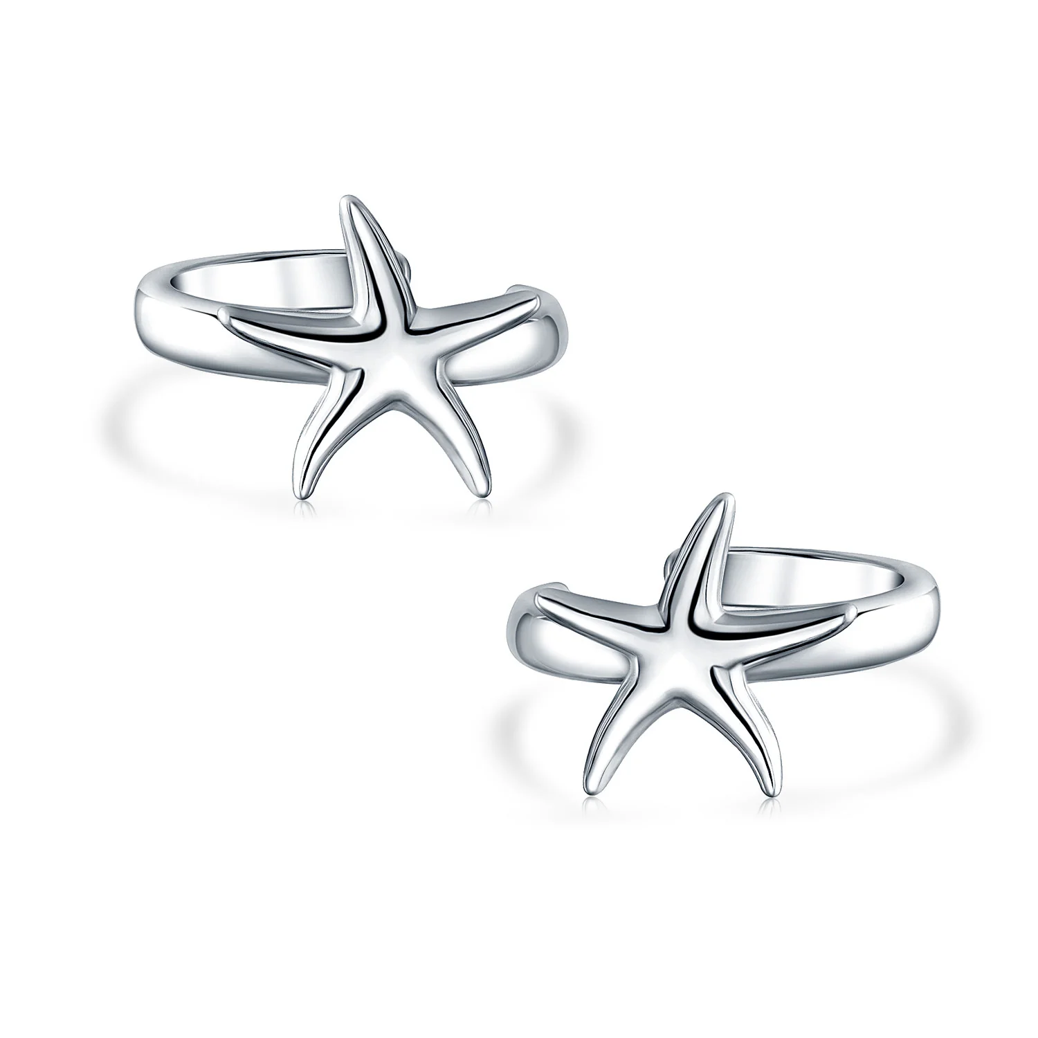Nautical Starfish Cartilage Ear Cuffs Wrap Helix Earrings .925 Sterling Silver