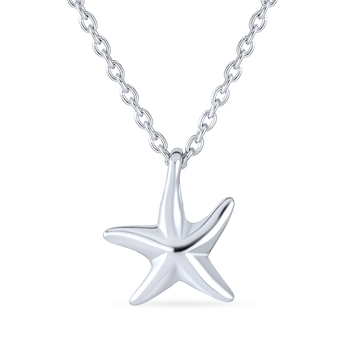 Hawaii Ocean Starfish Pendant Necklace Sterling Silver