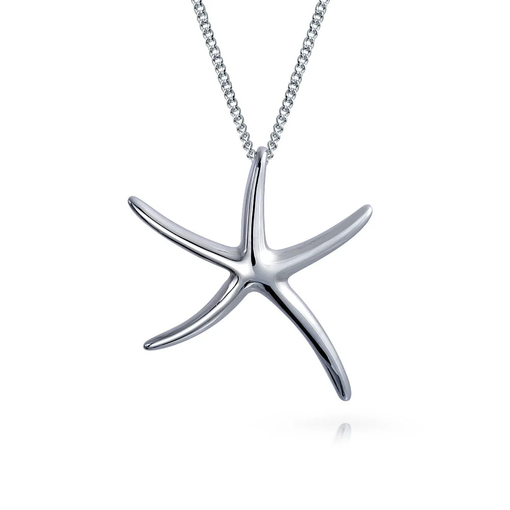 Hawaii Ocean Starfish Pendant Necklace Sterling Silver