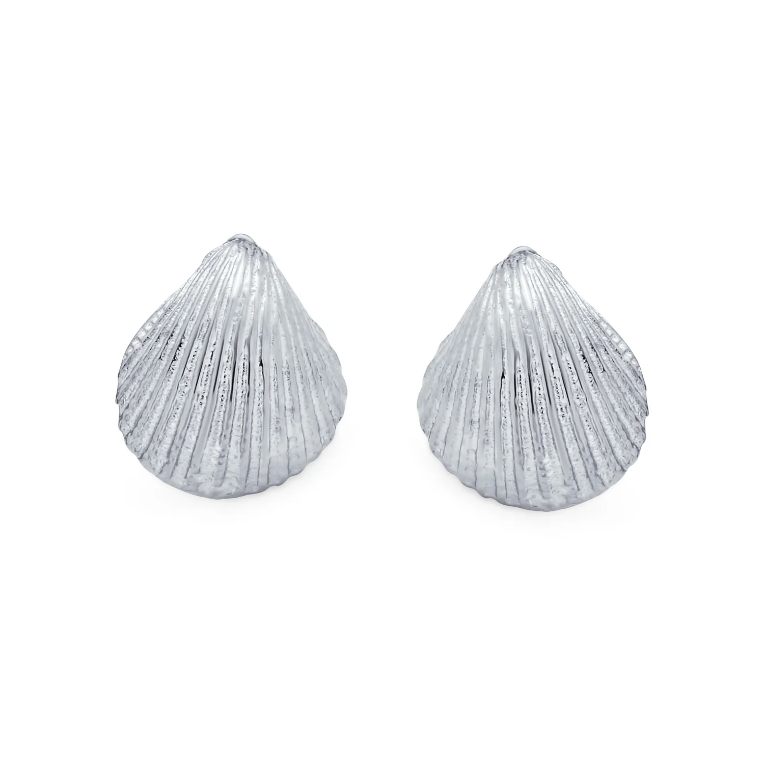Hawaiian Nautical Cockle Seashell Stud Earrings in Sterling Silver - Image 2