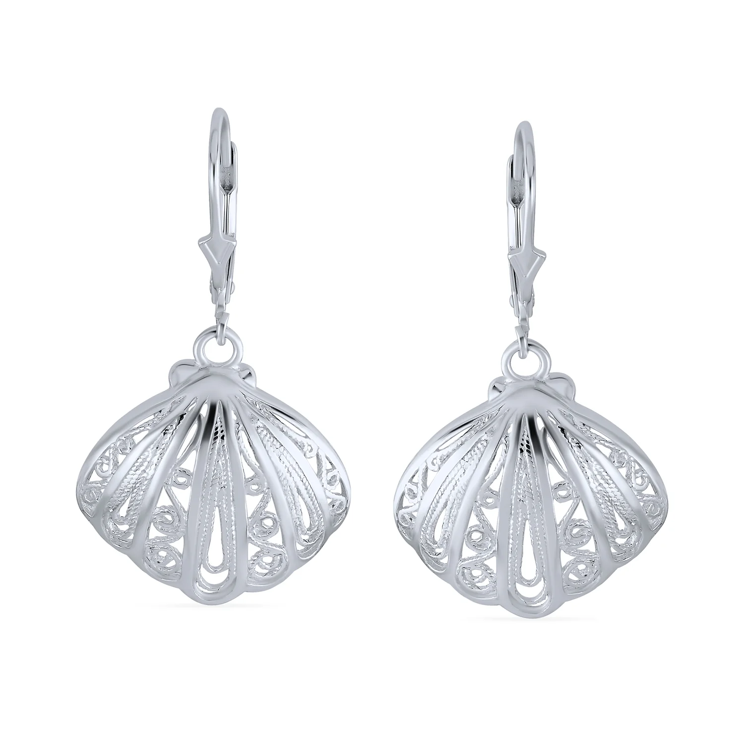 Hawaiian Seaside Dangle Earrings Sand Dollar Starfish Seashell 14K Gold-Plated - Image 3