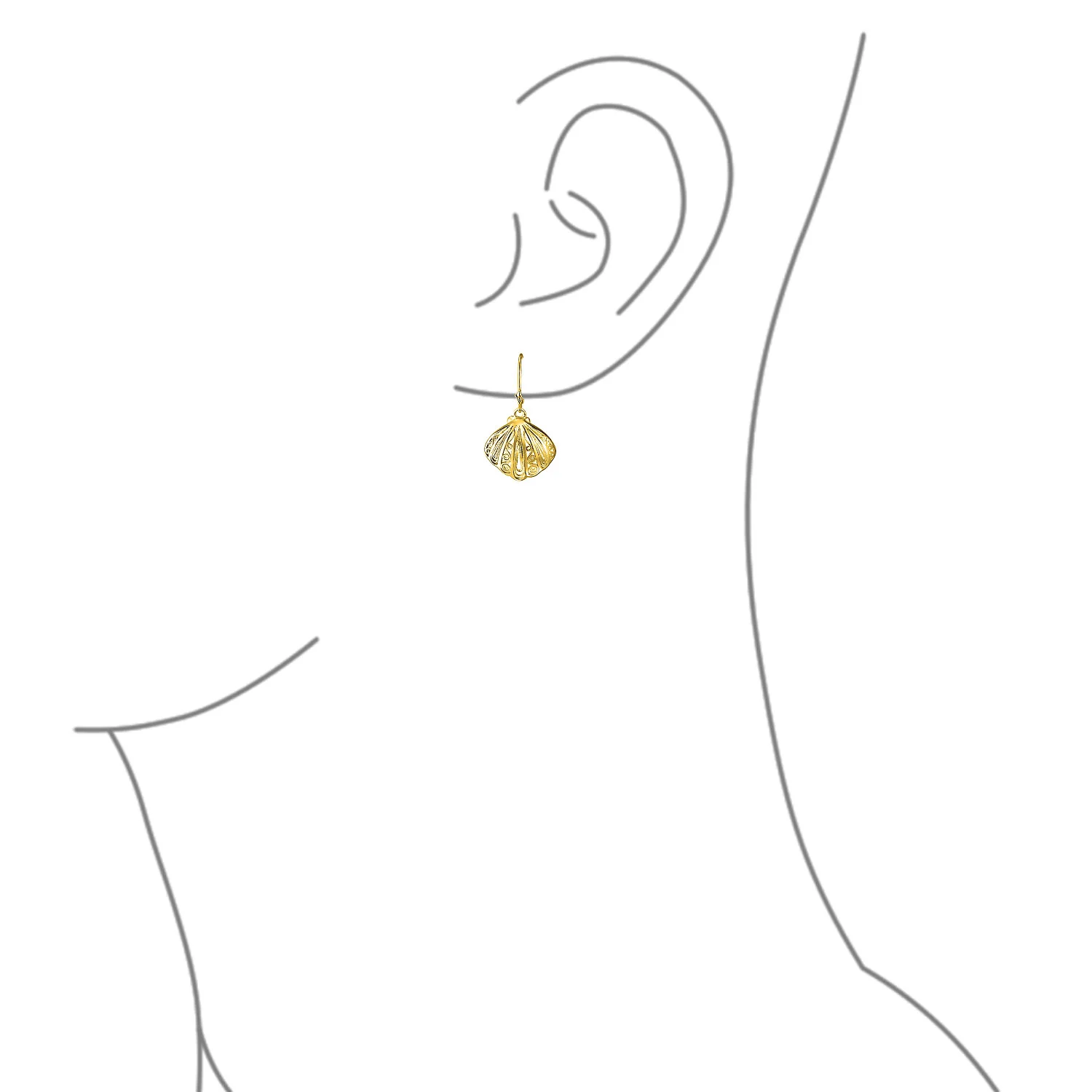 Hawaiian Seaside Dangle Earrings Sand Dollar Starfish Seashell 14K Gold-Plated - Image 6