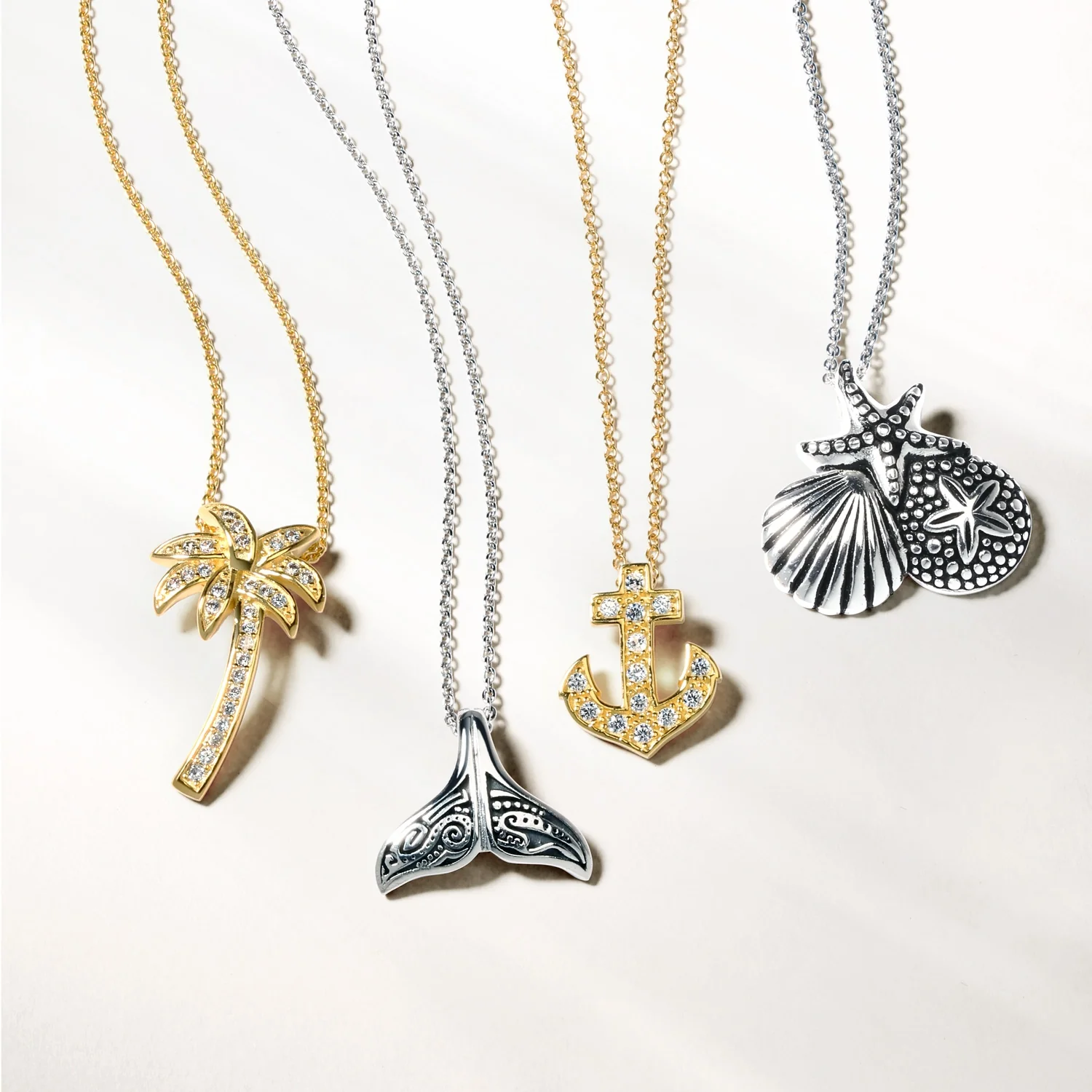Hawaiian Seaside Pendant Necklace Sand Dollar Starfish Seashell in Silver - Image 5