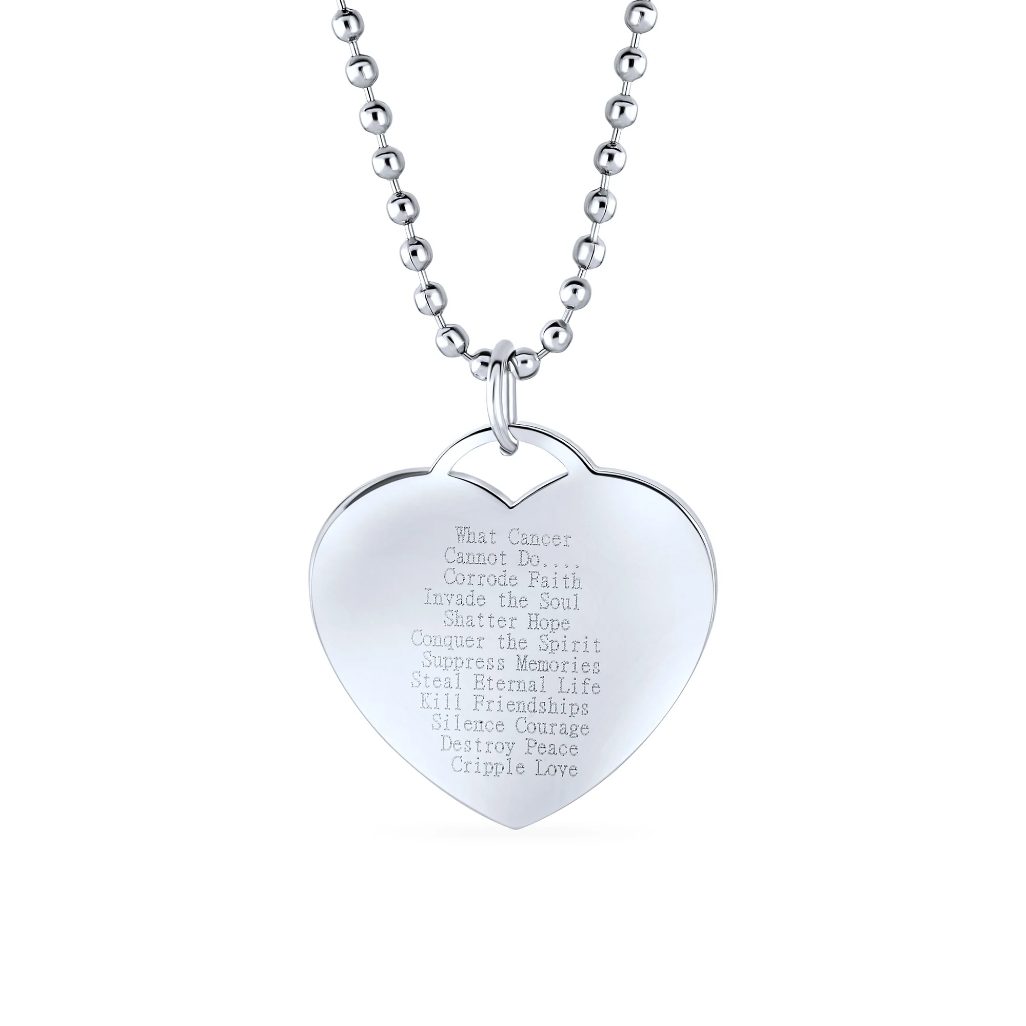 Heart Pink Ribbon Breast Cancer Survivor Pendant Necklace Silver Stainless Steel - Image 4