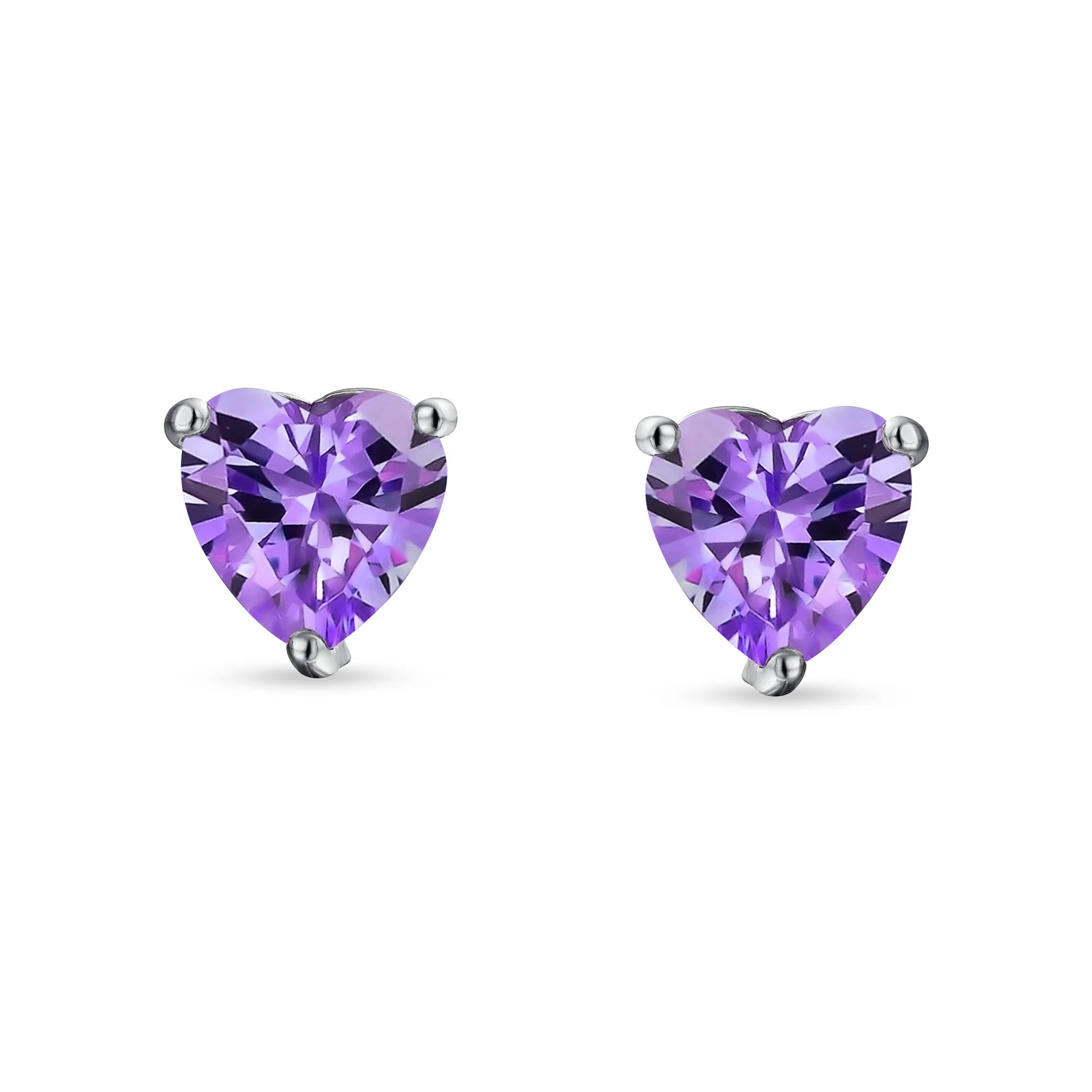 1CT Heart Shaped CZ Stud Earrings Sterling Silver 7MM - Image 13