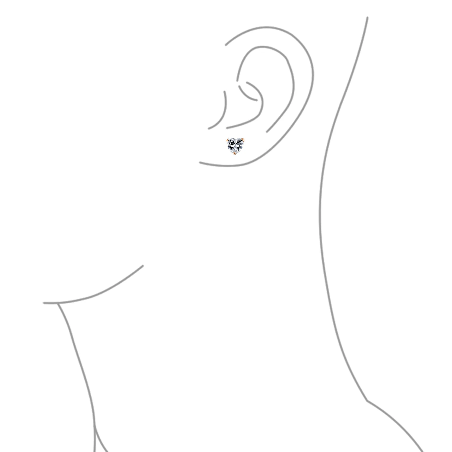1CT Heart Shaped CZ Stud Earrings Sterling Silver 7MM - Image 15