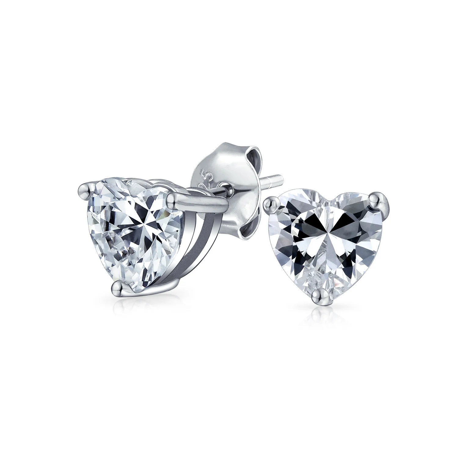 Heart Shaped CZ Stud Earrings Rose Gold Sterling Silver