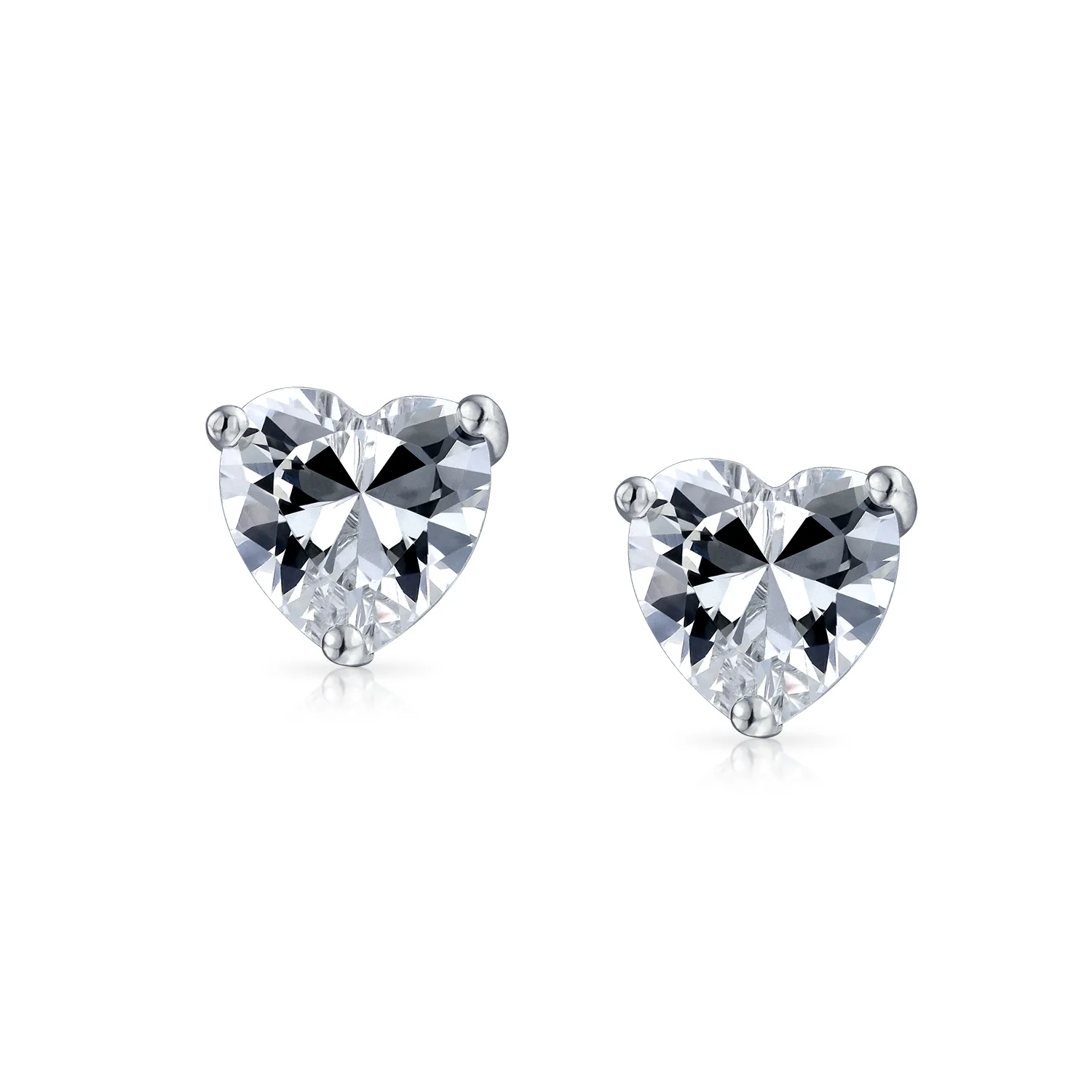 Heart Shaped CZ Stud Earrings Rose Gold Sterling Silver - Image 3