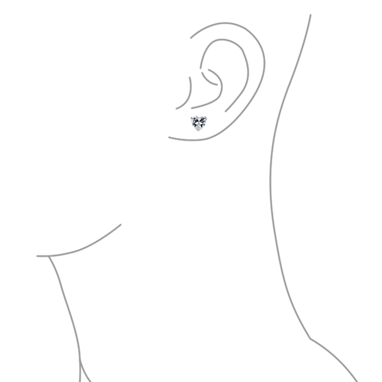 Heart Shaped CZ Stud Earrings Rose Gold Sterling Silver - Image 5