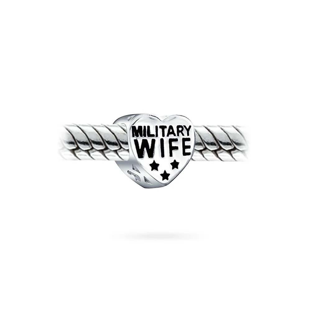 Heart Shape USA Flag Military Wife Charm Bead Sterling Silver Fits European Bracelet - Image 4