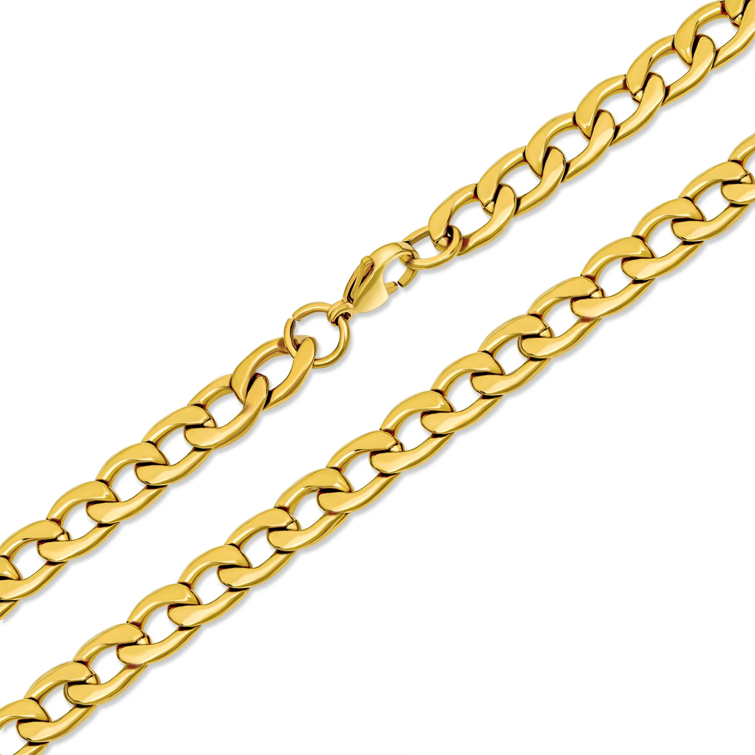 Curb Chain Necklace Heavy Duty Biker Gold Tone Stainless Steel 8MM