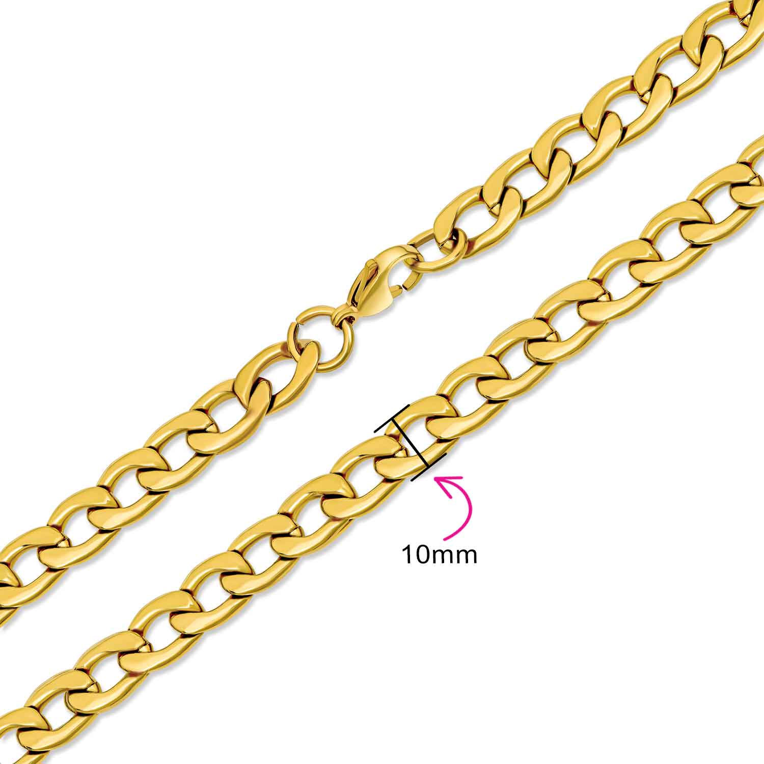 Curb Chain Necklace Heavy Duty Biker Gold Tone Stainless Steel 8MM - Image 4