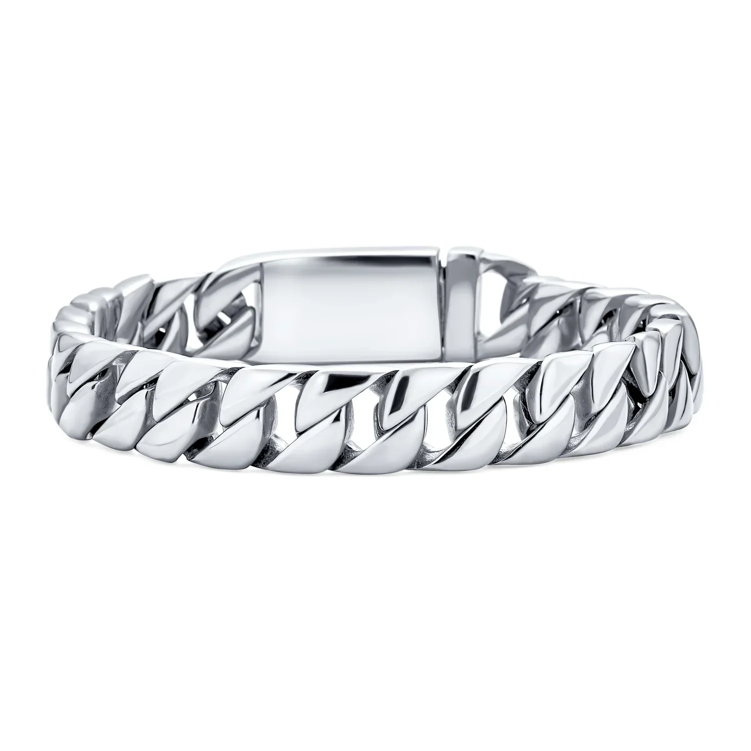 Heavy Miami Curb Chain Link Bracelet Silver Tone Stainless Steel 10MM Men - Image 2