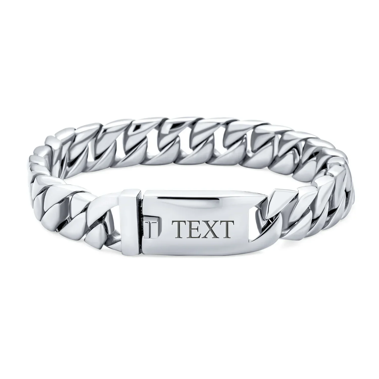 Heavy Miami Curb Chain Link Bracelet Silver Tone Stainless Steel 10MM Men - Image 3