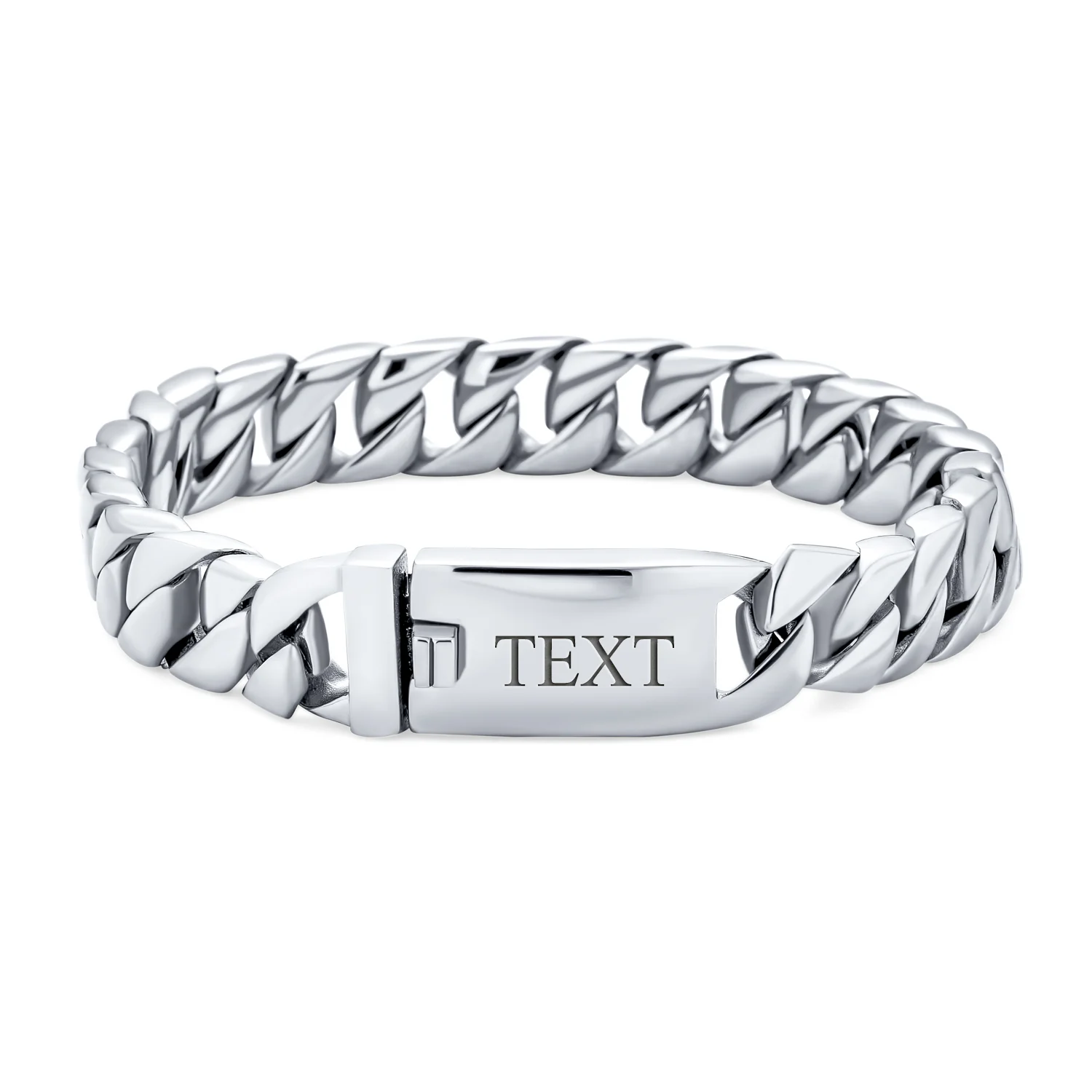 Heavy Miami Curb Chain Link Bracelet Silver Tone Stainless Steel 10MM Men - Image 5