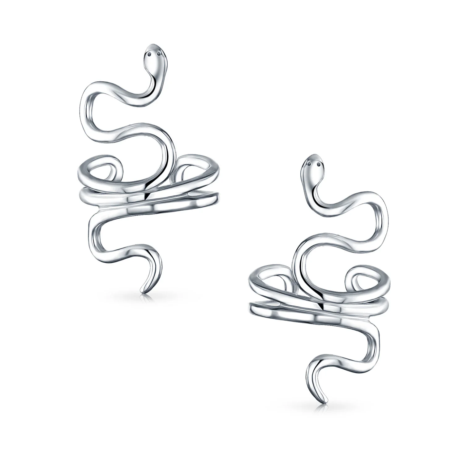 Reptile Climber Snake Ear Cuff Cartilage Earrings Non-Pierced Sterling Silver