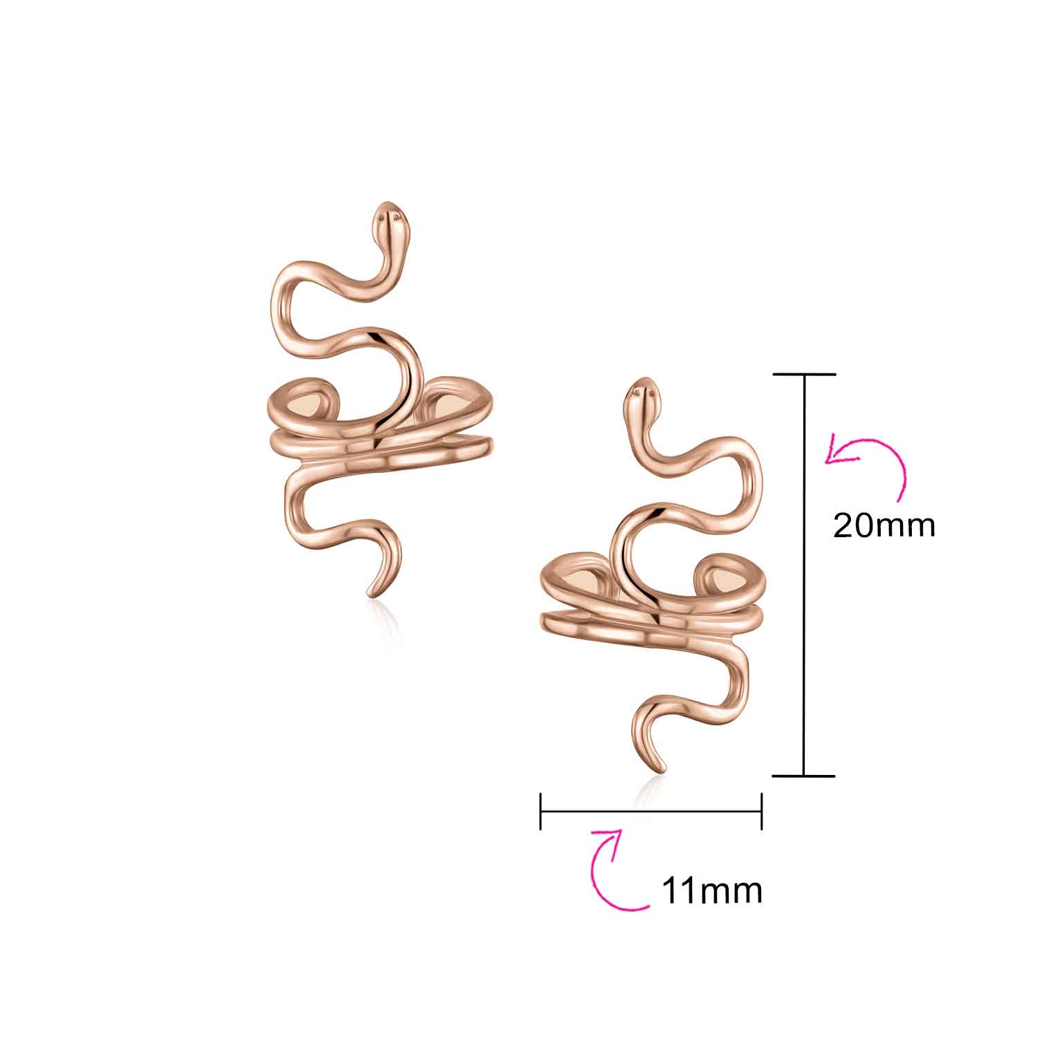 Reptile Climber Snake Ear Cuff Cartilage Earrings Non-Pierced Sterling Silver - Image 11