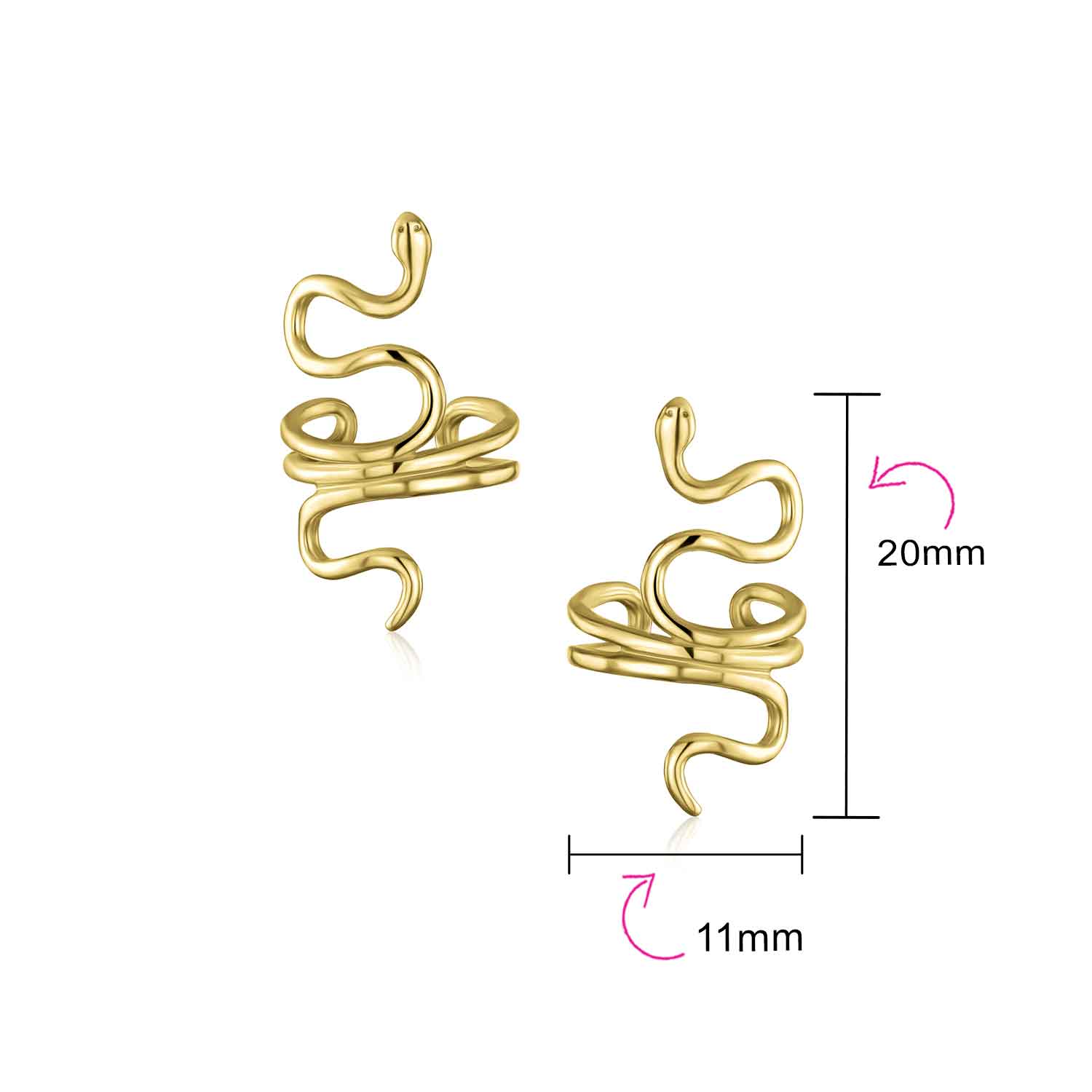 Reptile Climber Snake Ear Cuff Cartilage Earrings Non-Pierced Sterling Silver - Image 12