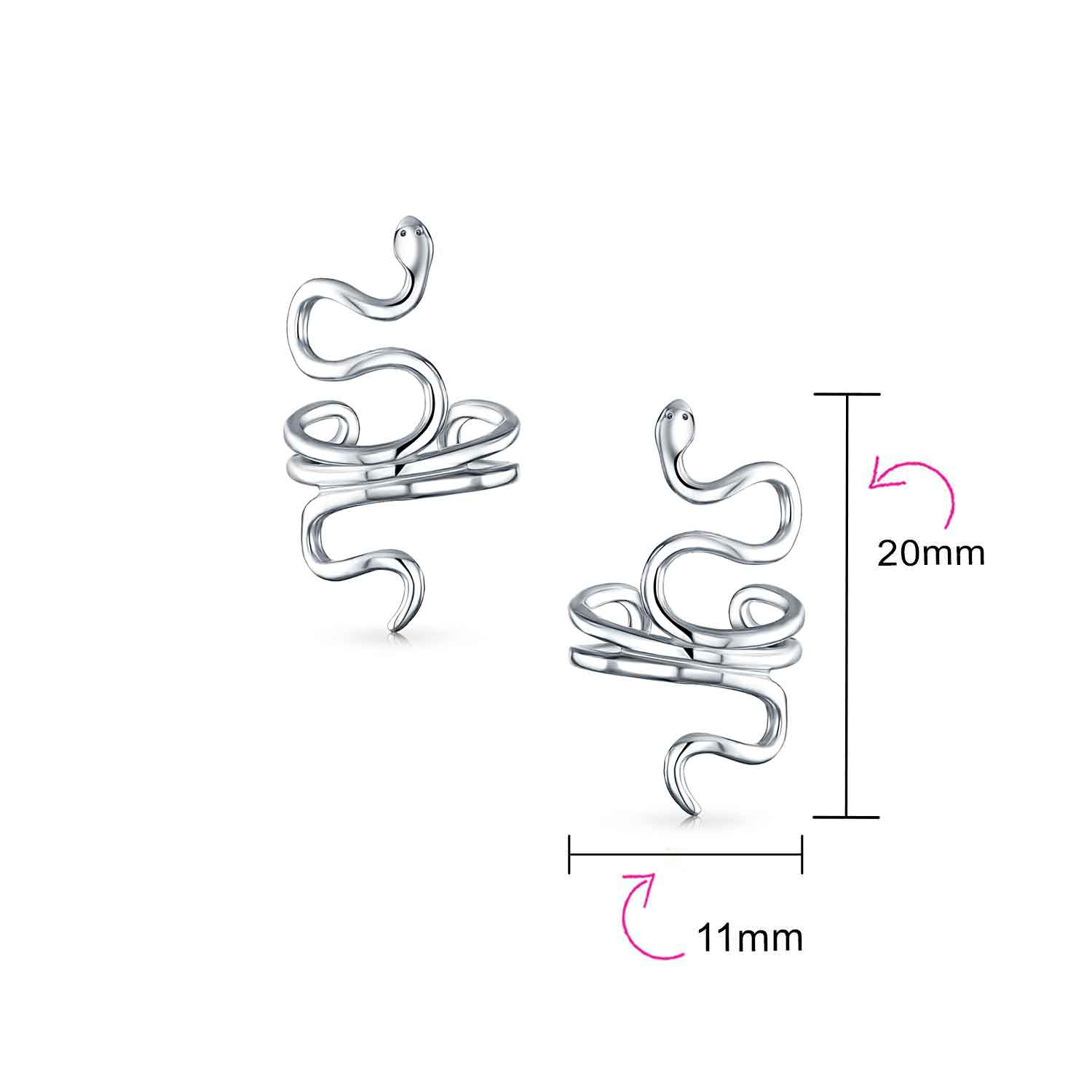 Reptile Climber Snake Ear Cuff Cartilage Earrings Non-Pierced Sterling Silver - Image 4