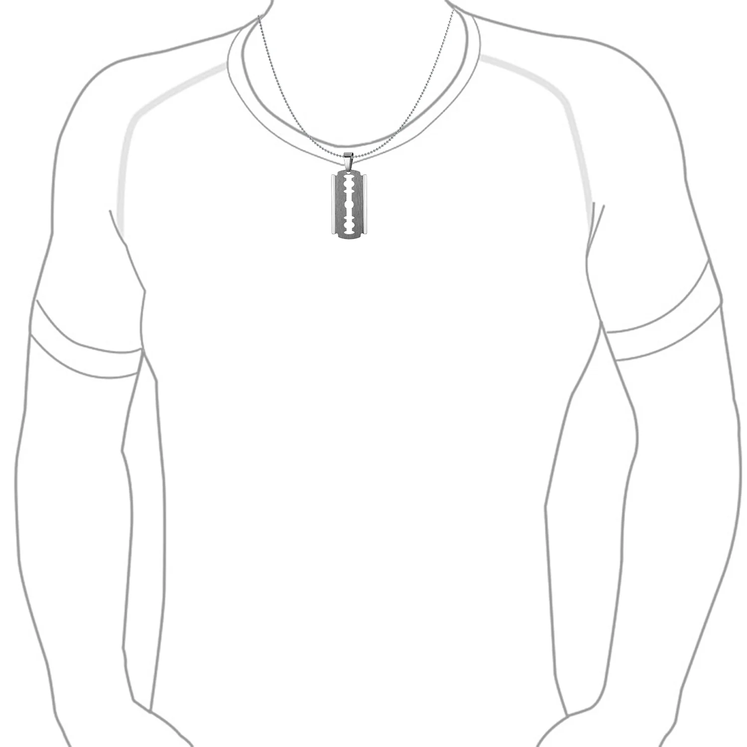 Biker Jewelry Dog Tag Style Razor Blade Pendant Necklace Silver Gold Tone Stainless Steel - Image 3