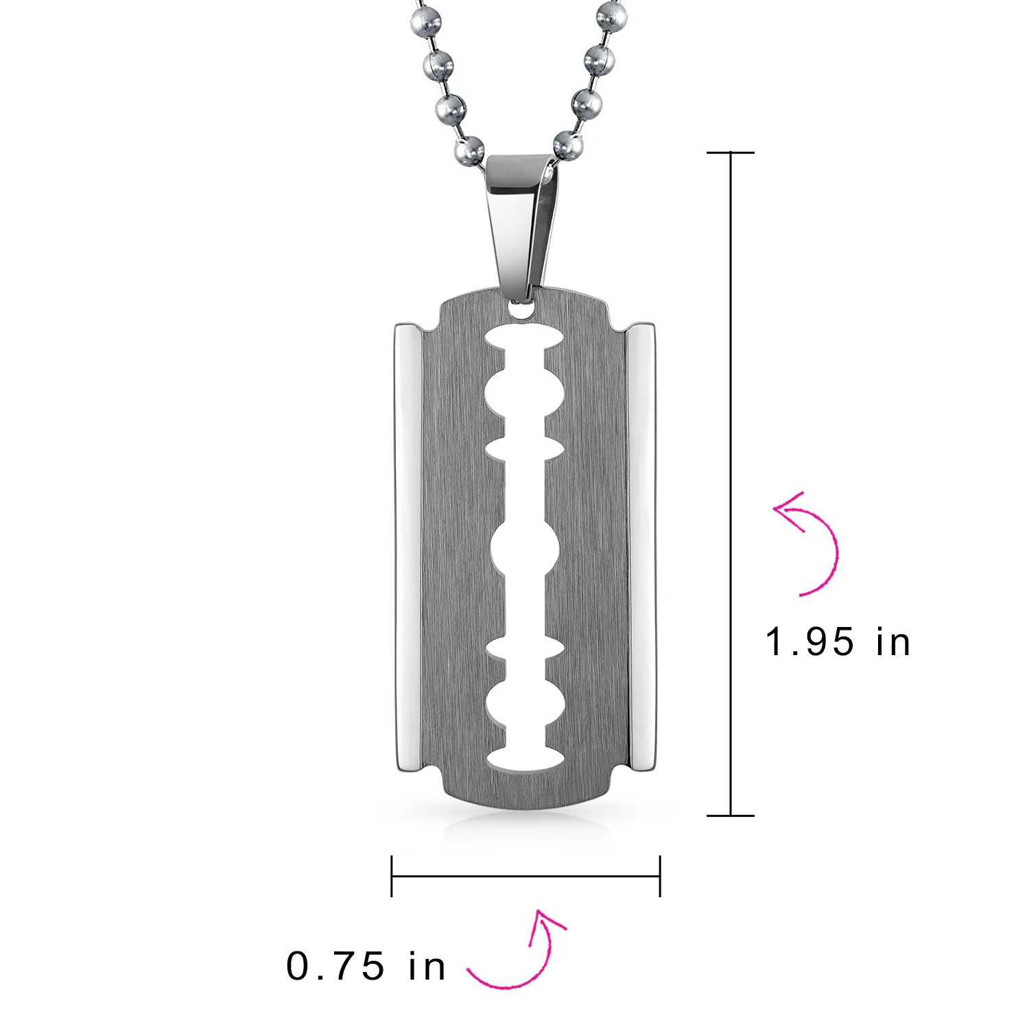 Biker Jewelry Dog Tag Style Razor Blade Pendant Necklace Silver Gold Tone Stainless Steel - Image 5