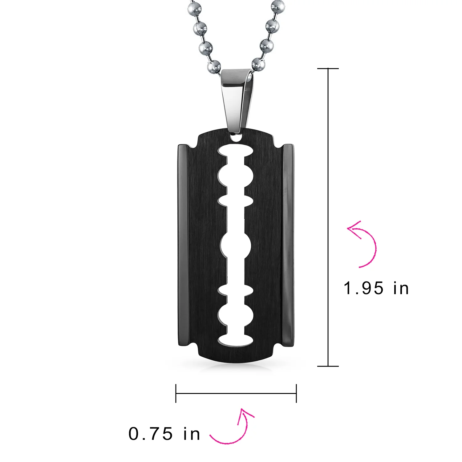 Biker Jewelry Dog Tag Style Razor Blade Pendant Necklace Silver Gold Tone Stainless Steel - Image 6