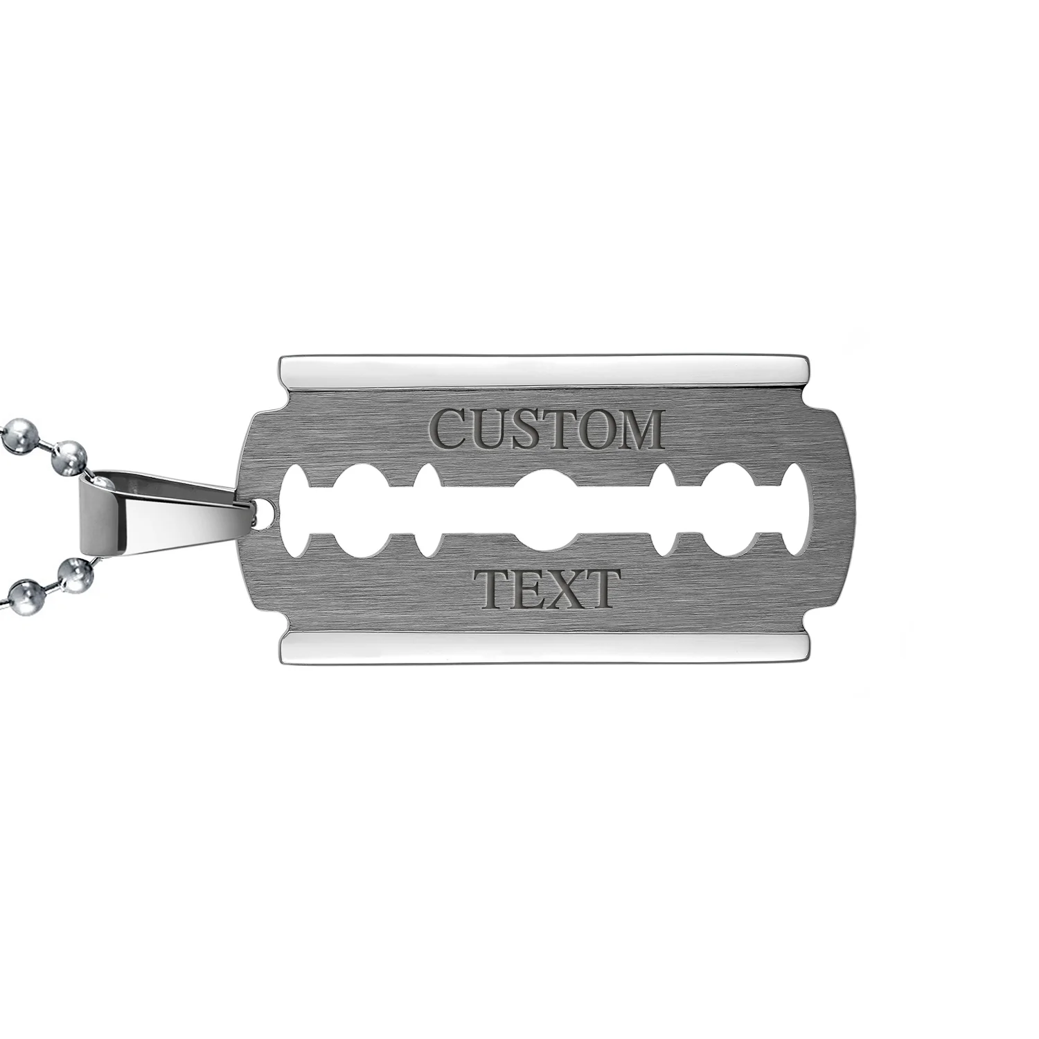 Biker Jewelry Dog Tag Style Razor Blade Pendant Necklace Silver Gold Tone Stainless Steel - Image 7