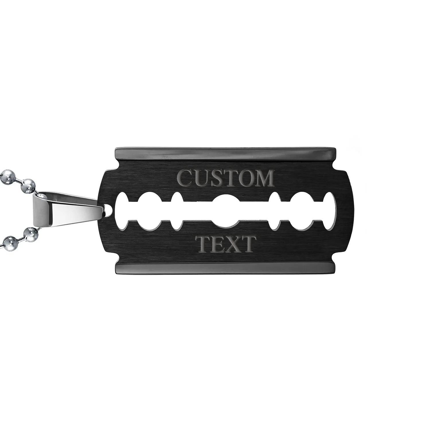 Biker Jewelry Dog Tag Style Razor Blade Pendant Necklace Silver Gold Tone Stainless Steel - Image 8