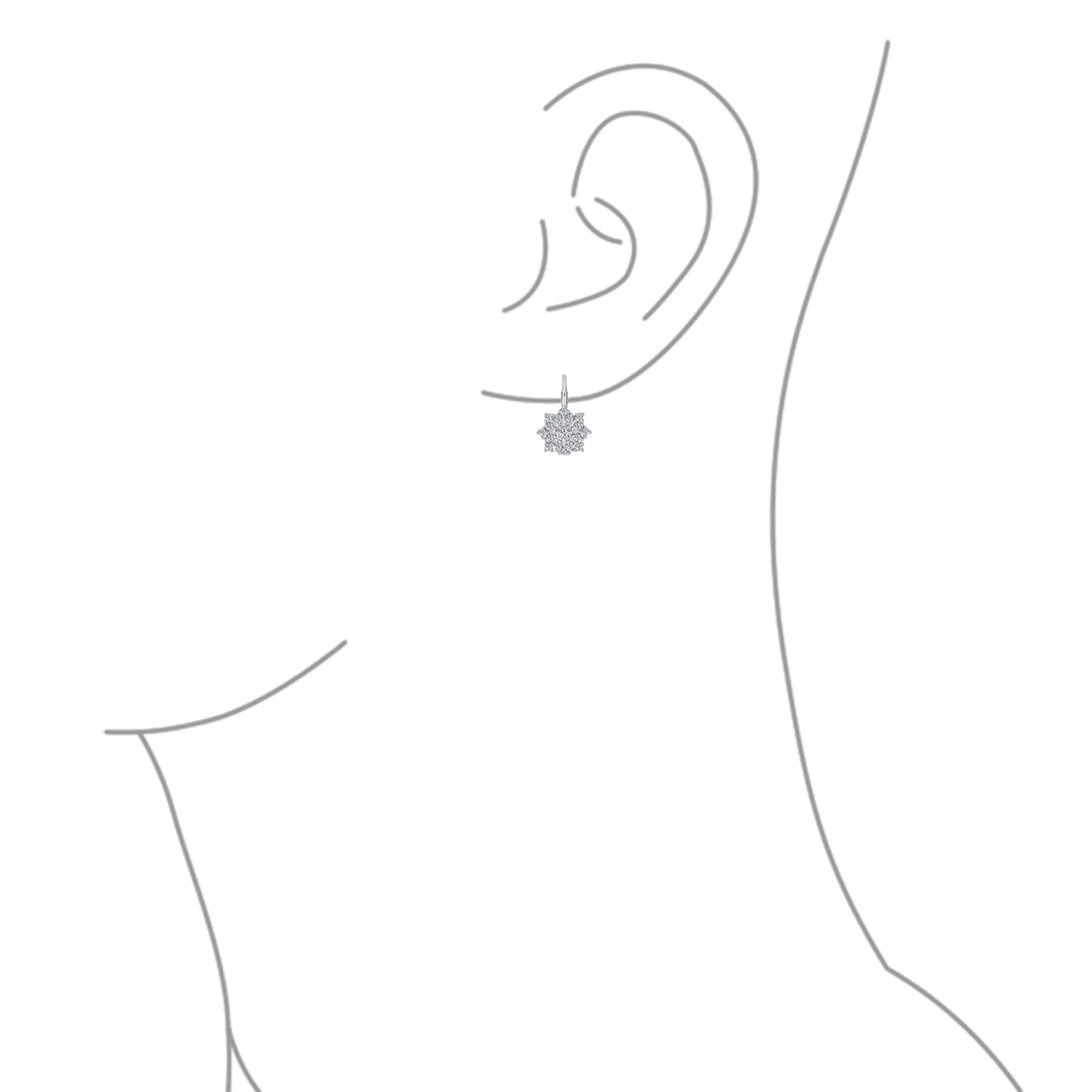 Holiday Party Dangle Chandelier Earrings CZ Snowflake Sterling Silver Leverback - Image 3