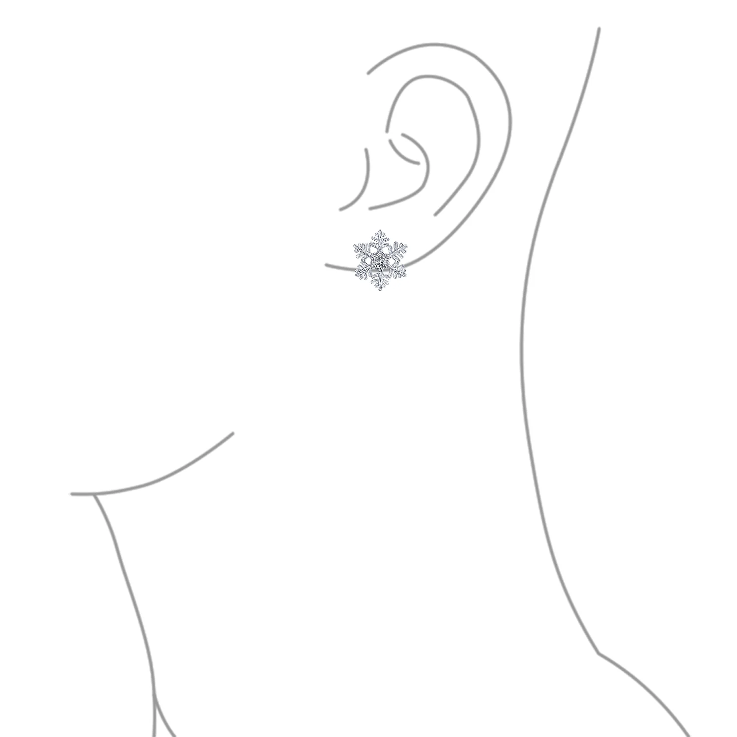 Holiday Party Snowflake Pendant Necklace & Earrings Set Blue CZ Sterling Silver - Image 9