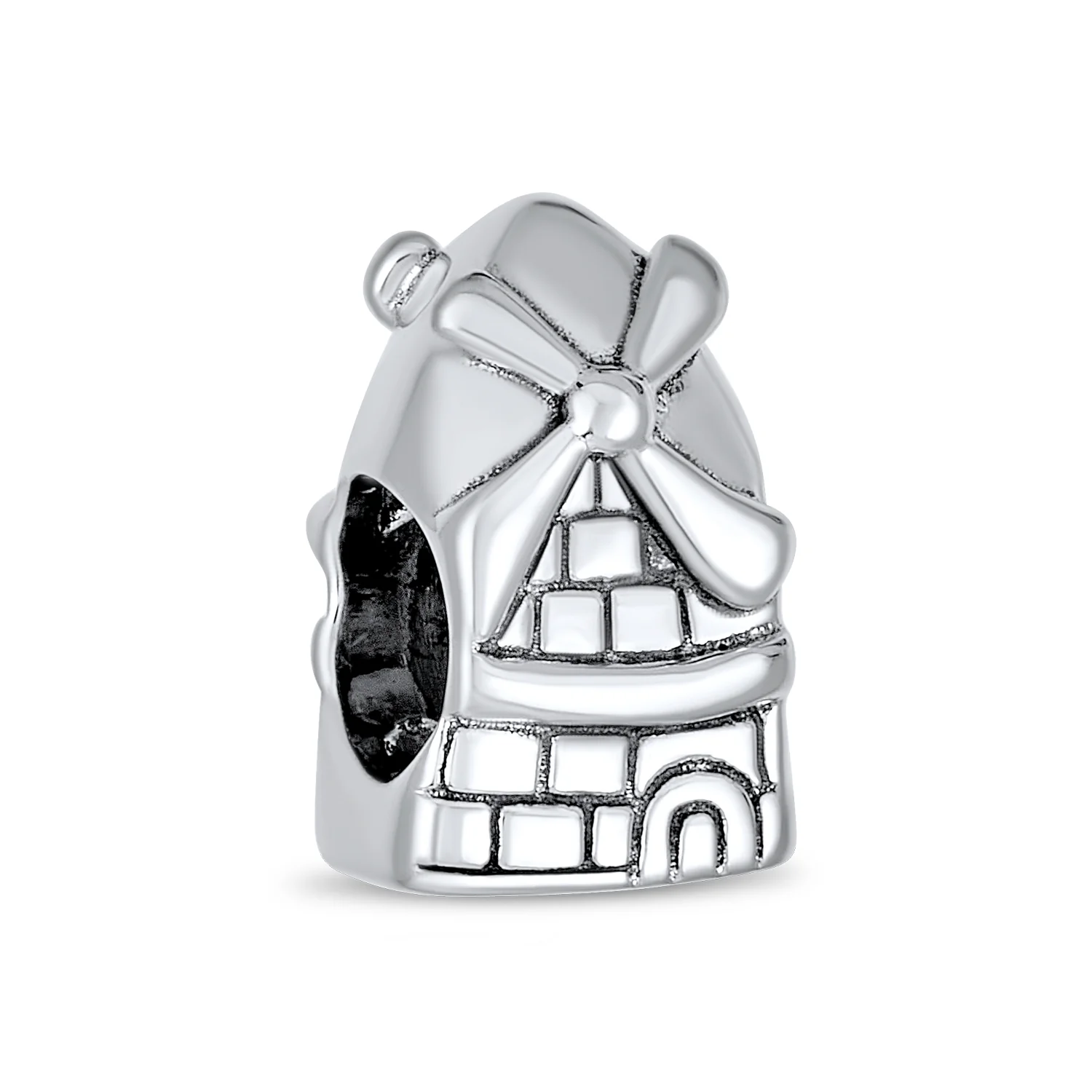 Holland Windmill Charm Bead in Oxidized Sterling Silver for European Bracelets