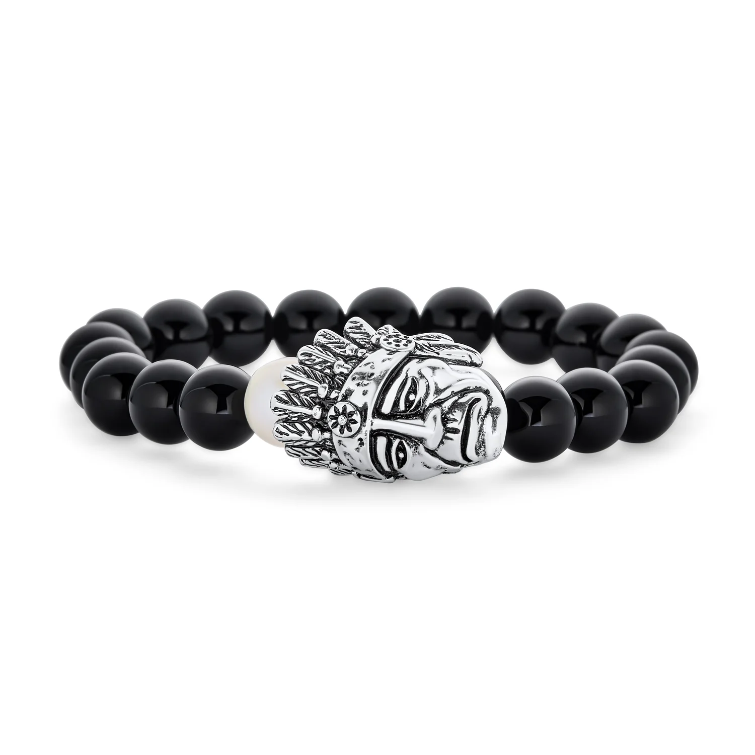 Unisex Howlite Onyx Tiger Eye Gemstone Bead Stretch Bracelet - Unique Design - Image 2
