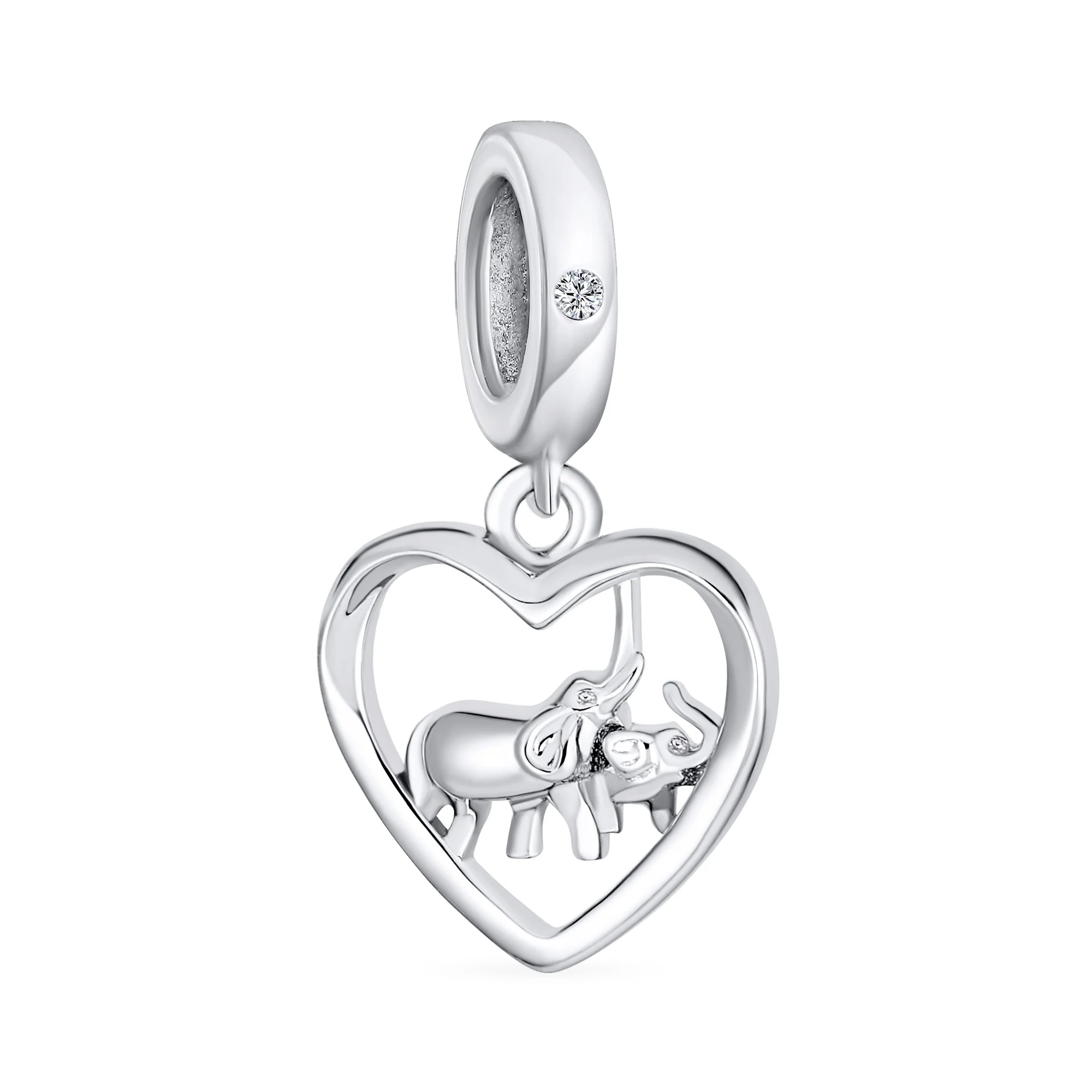 I Love You Heart Elephant Charm Bead Sterling Silver for European Bracelet