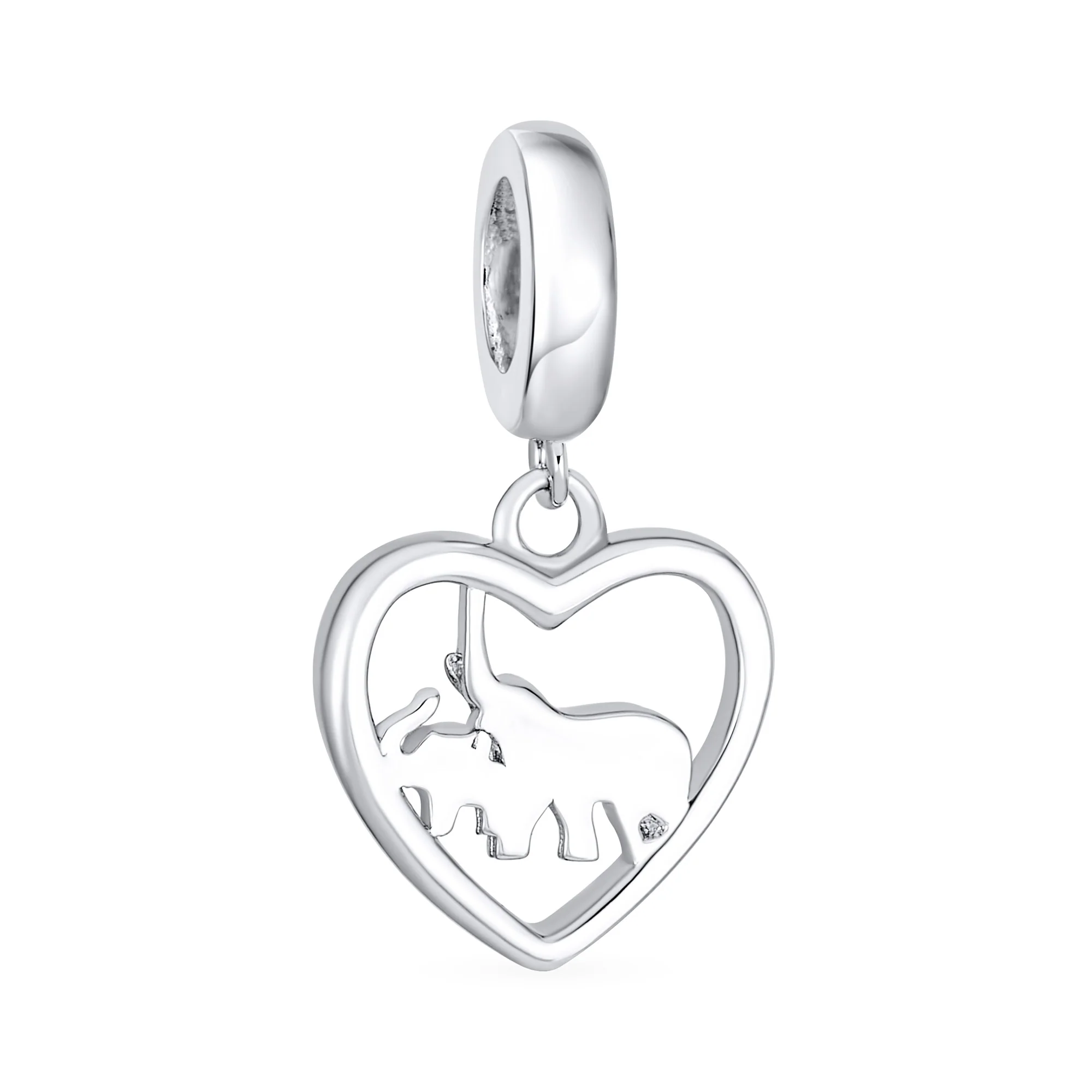 I Love You Heart Elephant Charm Bead Sterling Silver for European Bracelet - Image 2
