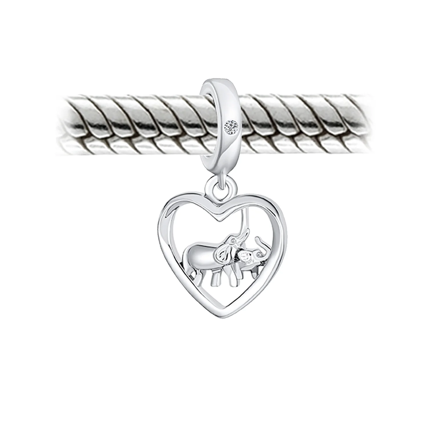I Love You Heart Elephant Charm Bead Sterling Silver for European Bracelet - Image 3