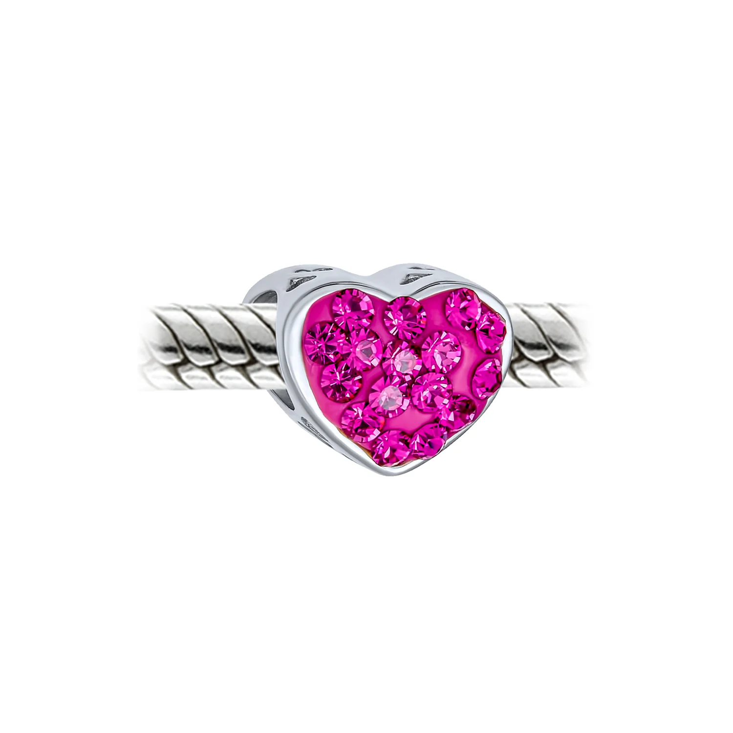 I Love You Princess Pink Crystal Bead Charm Heart Sterling Silver for Bracelet - Image 8
