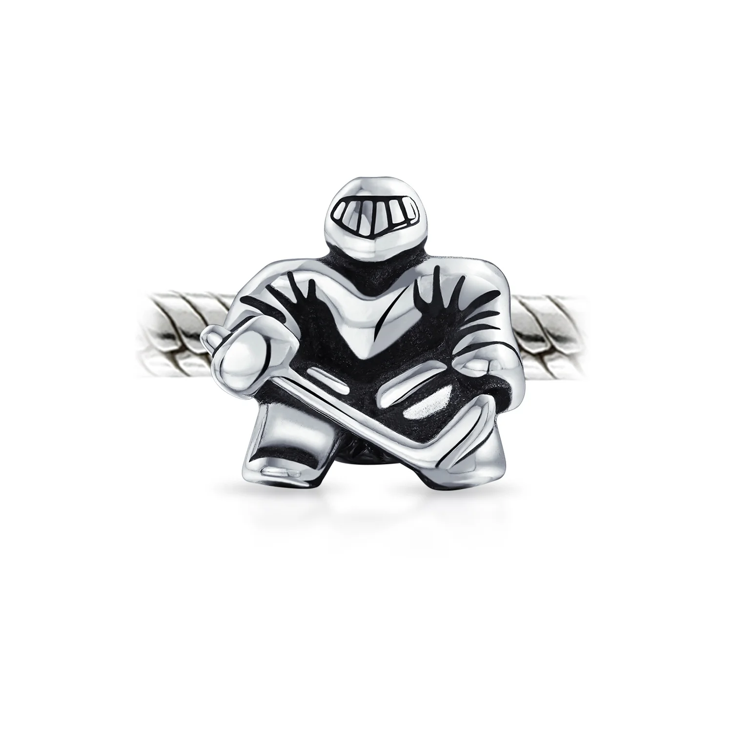 Ice Hockey Goalie Sports Team Charm Bead .925 Sterling Silver for Bracelet - Image 3