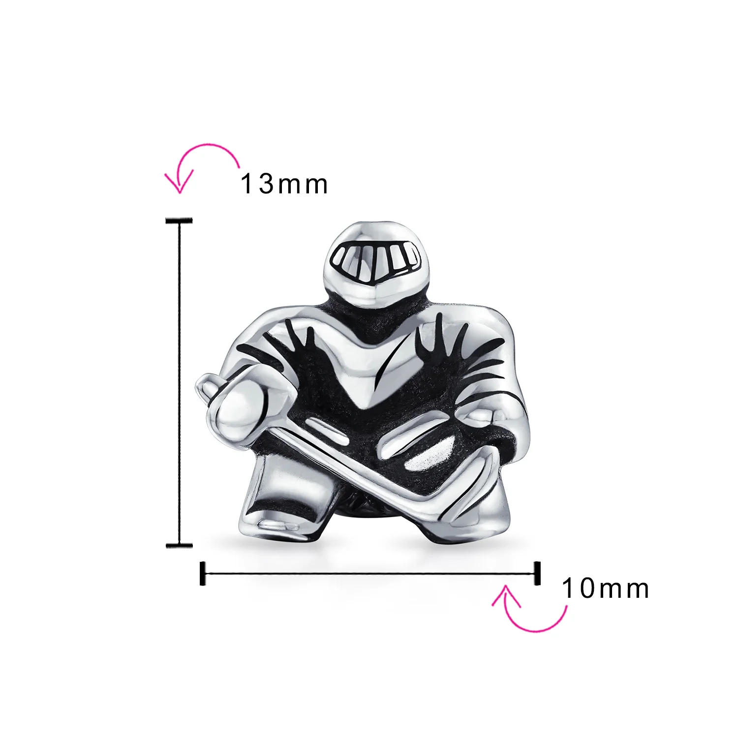 Ice Hockey Goalie Sports Team Charm Bead .925 Sterling Silver for Bracelet - Image 4