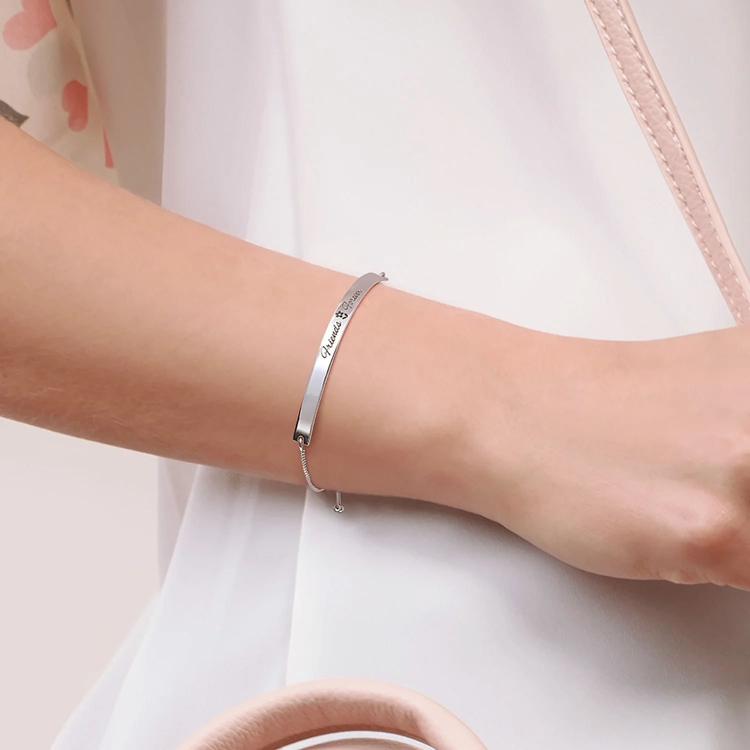 Inspirational BFF Saying Best Friends Forever ID Bolo Bracelet .925 Sterling Silver - Image 3