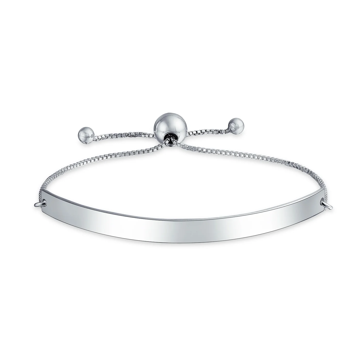 Blank Identification ID Bracelet Bolo Bracelet .925 Sterling Silver Adjustable