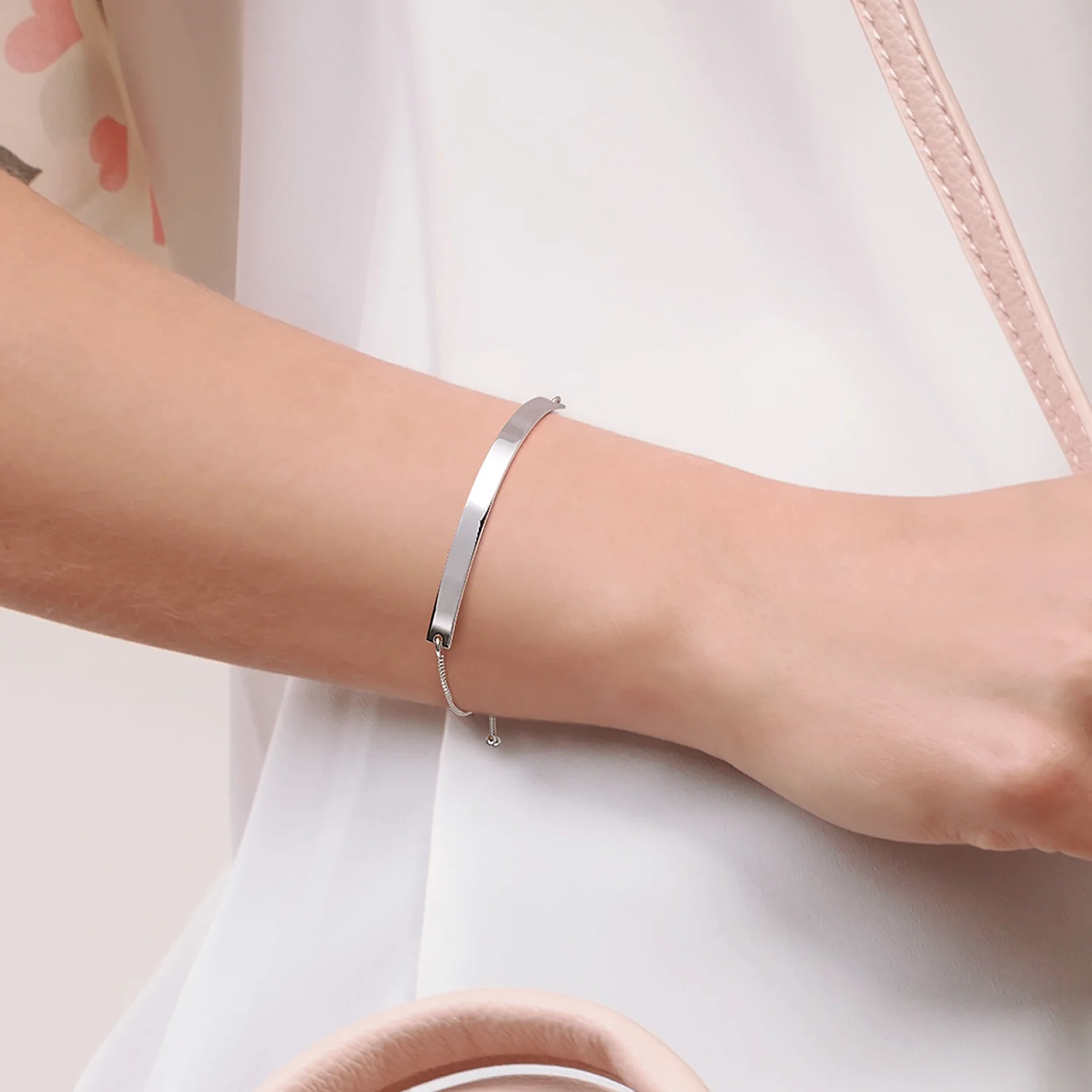 Blank Identification ID Bracelet Bolo Bracelet .925 Sterling Silver Adjustable - Image 5