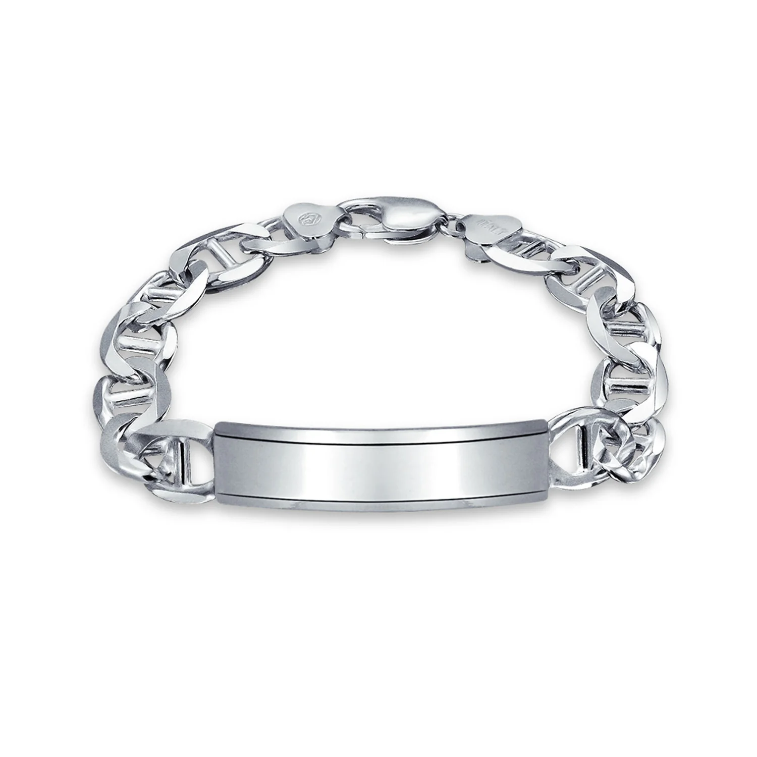 25O Gauge Solid Men's Mariner Anchor Link ID Bracelet - Image 3
