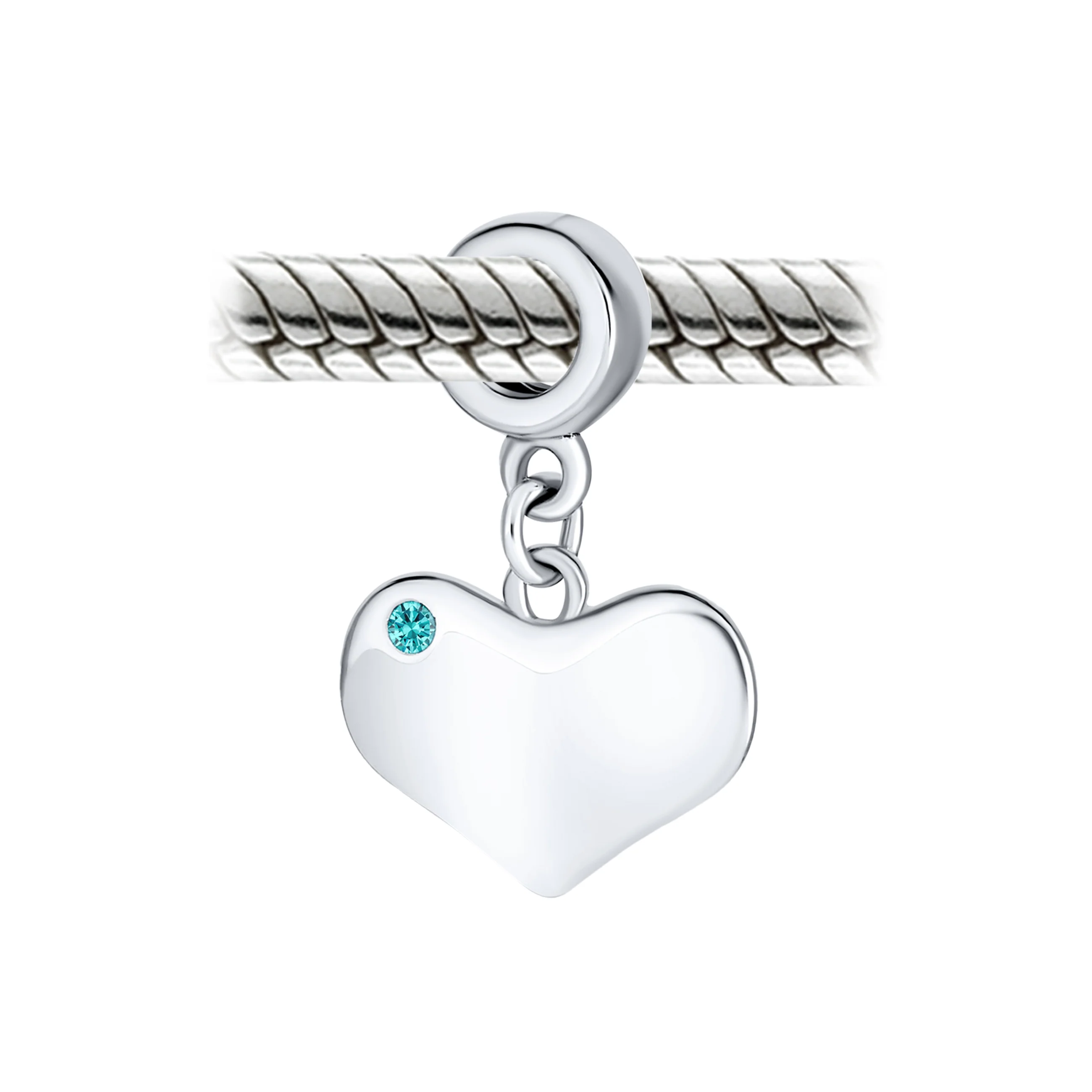Initial Alphabet Bead Charm Aqua Blue Heart Dangle Bead for European Bracelet - Image 41