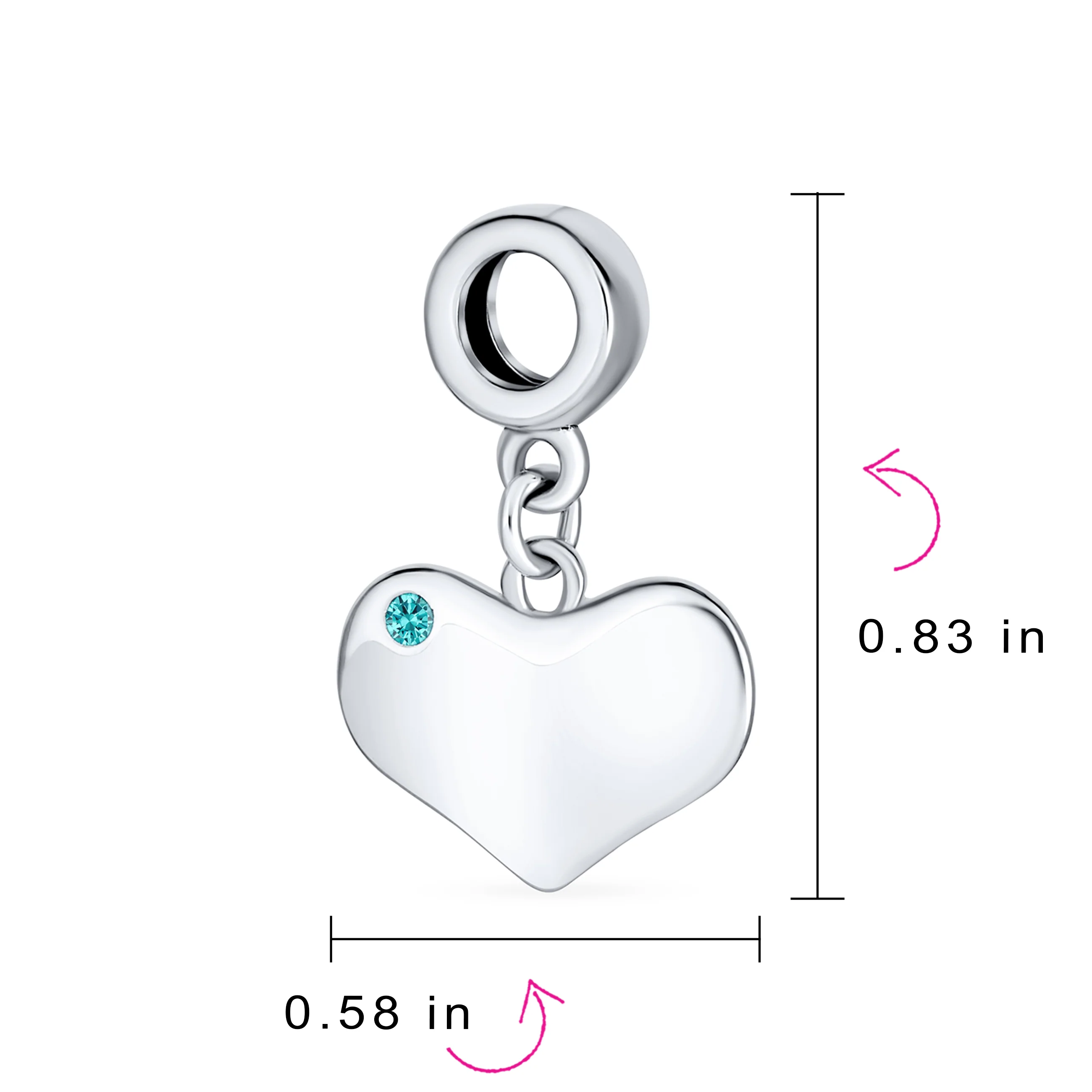 Initial Alphabet Bead Charm Aqua Blue Heart Dangle Bead for European Bracelet - Image 76